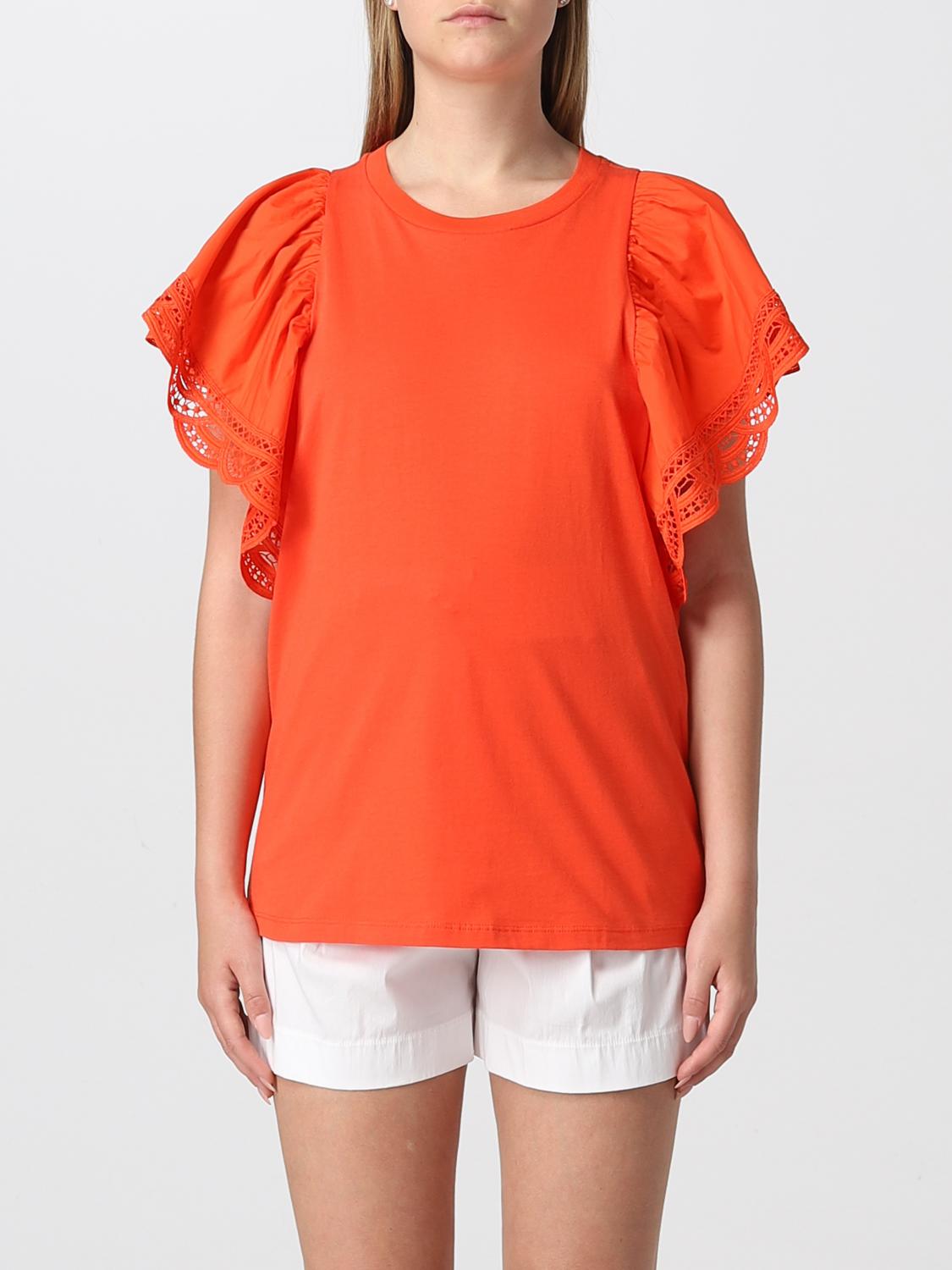 TWINSET 売れ筋商品|||ツインセット Tシャツ トップス レディース Tops Orange TWINSET: Top women - Orange | Twinset top 221TT2141 online