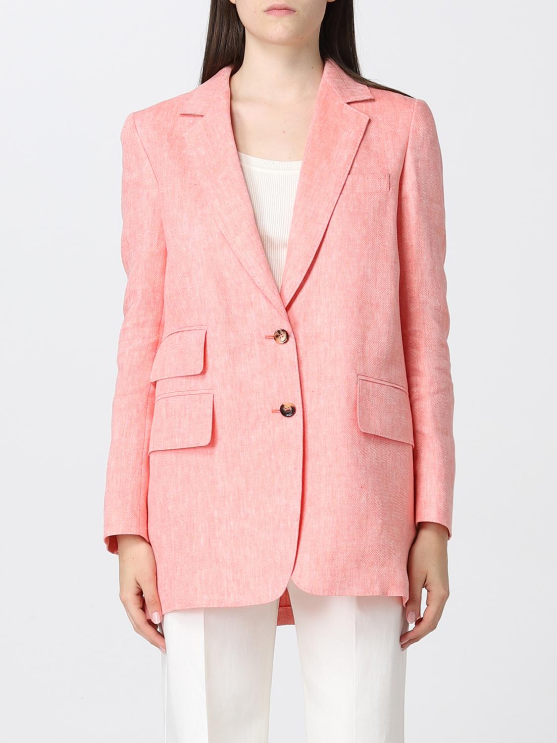 MAX MARA: linen single-breasted blazer - Orange | Max Mara
