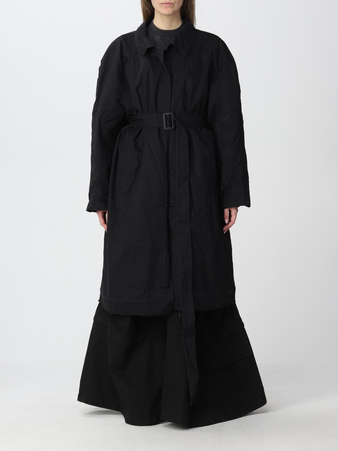 Balenciaga Outlet: long wrinkled trench coat - Black