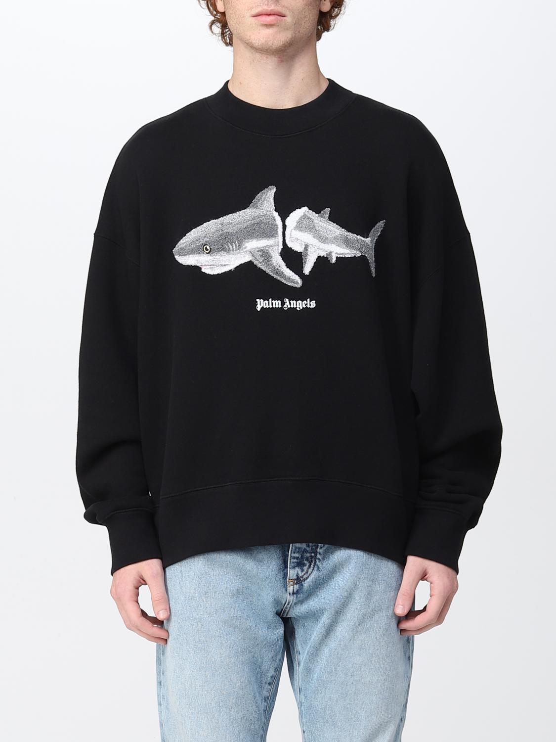 ★Palm Angels★ Shark Crewneck Man to Man Light Blue PMBA026 Sweatshirt Broken Shark Palm Angels - Homme – myCompañero