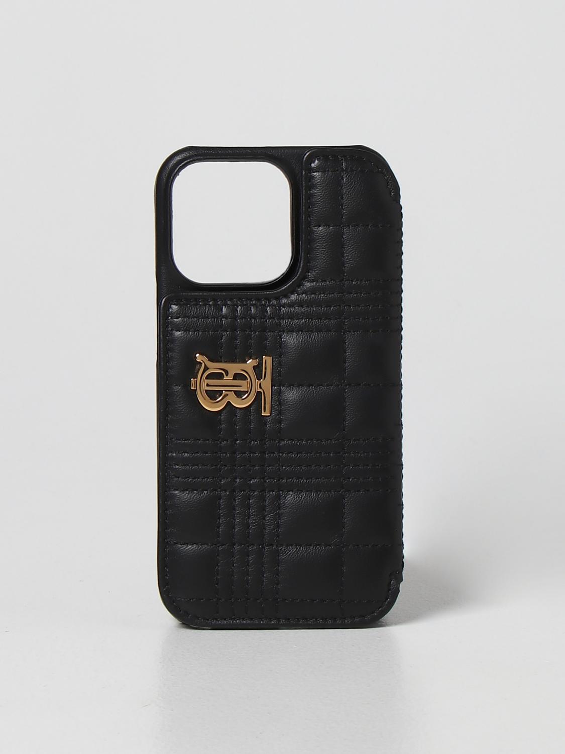 BURBERRY TECH ACCESSORIES: Burberry Lola leather IPhone cover, Black - Img 1