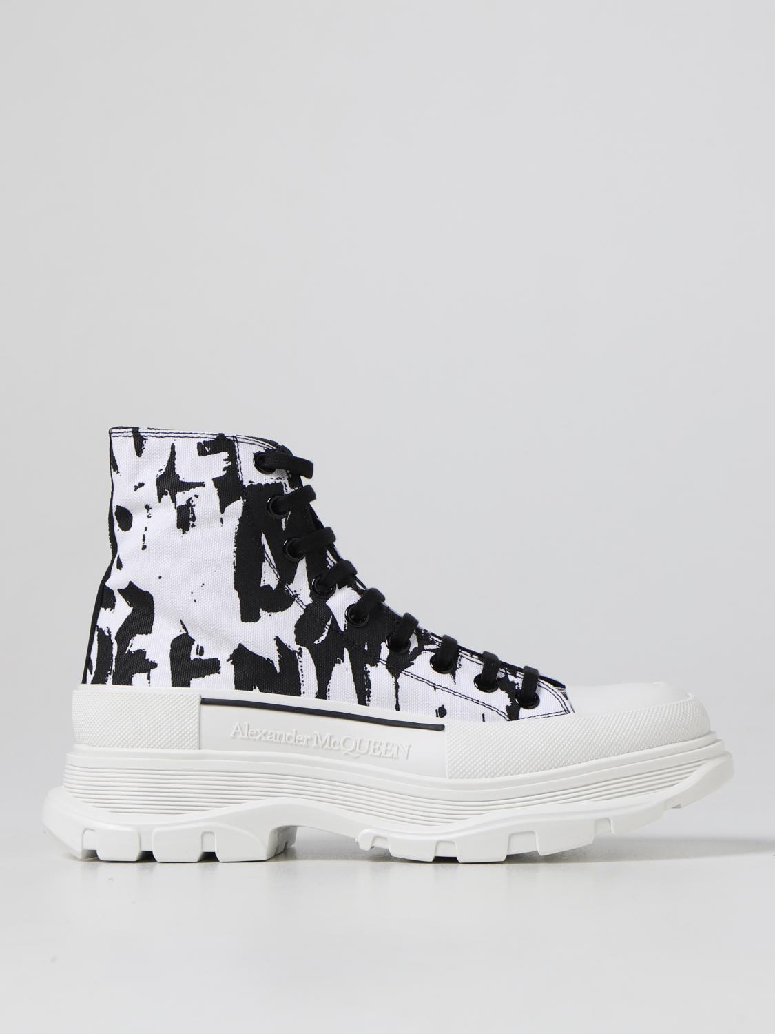 ALEXANDER MCQUEEN BOOTS: Alexander McQueen canvas ankle boots, White - Img 1