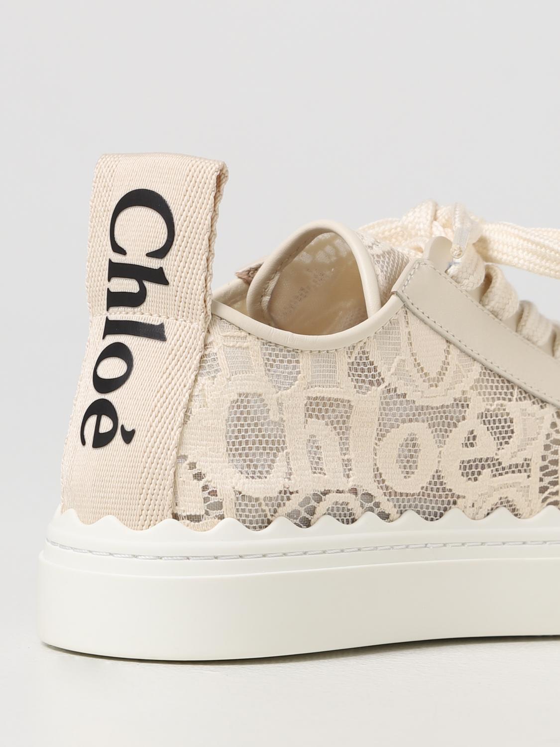 CHLOÉ: Chloé Lauren lace sneakers - Beige | Chloé sneakers