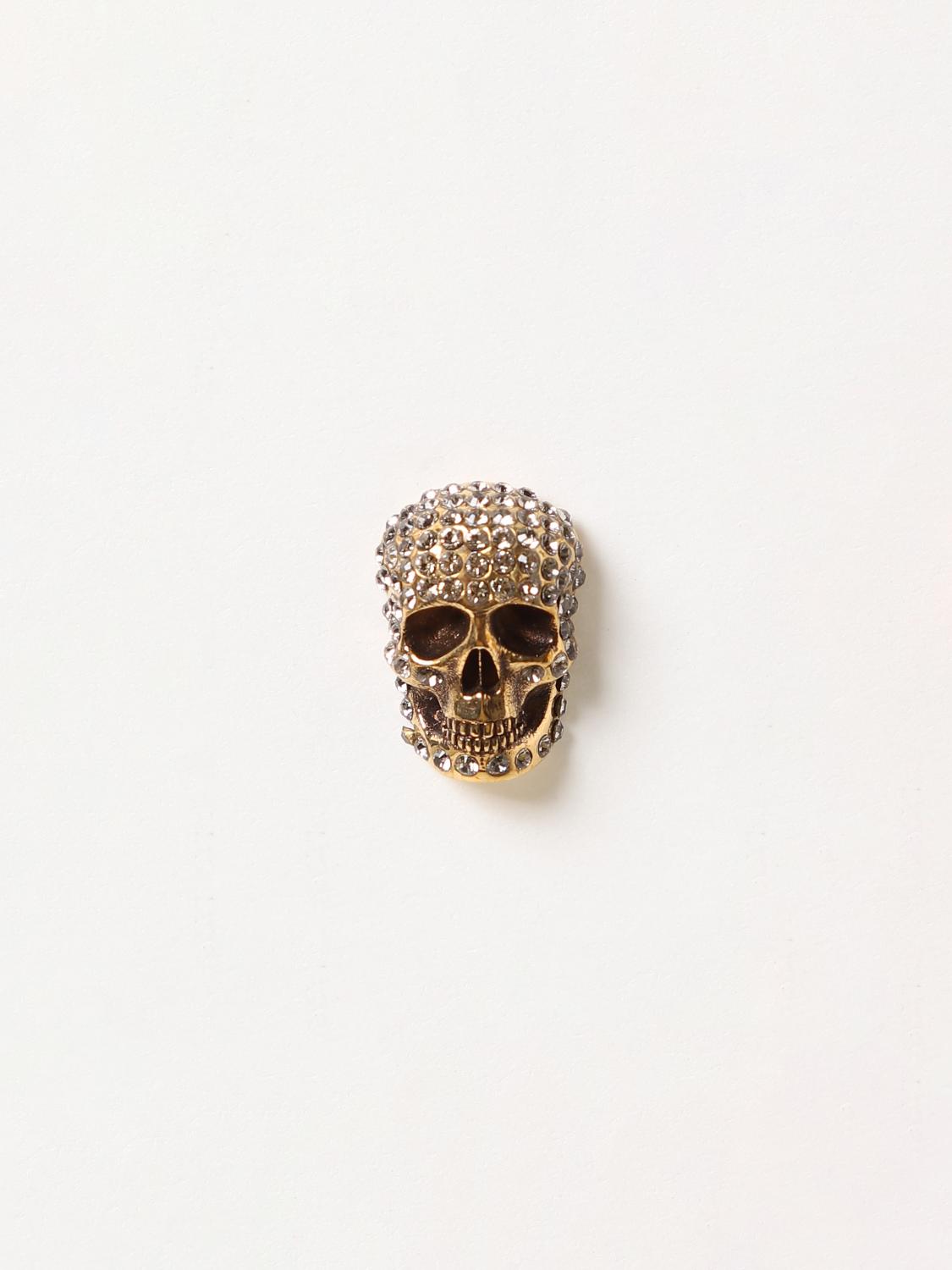 MCQUEEN GIOIELLO: Orecchino Skull McQueen in pavè di strass, Grigio - Img 1