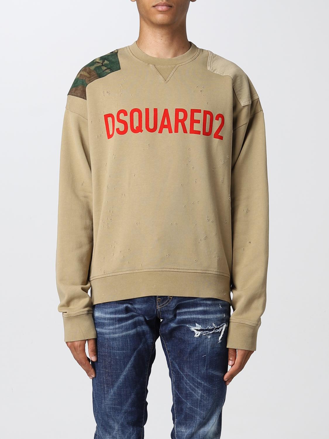 DSQUARED2 FELPA: Felpa D2 Patch Cipro Dsquared2 in cotone, Cammello - Img 1