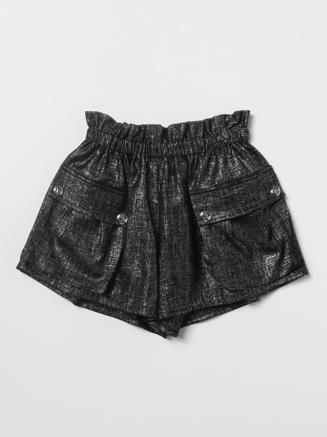 BALMAIN SHORTS: Balmain metal-effect wool blend shorts, Black 1 - Img 1