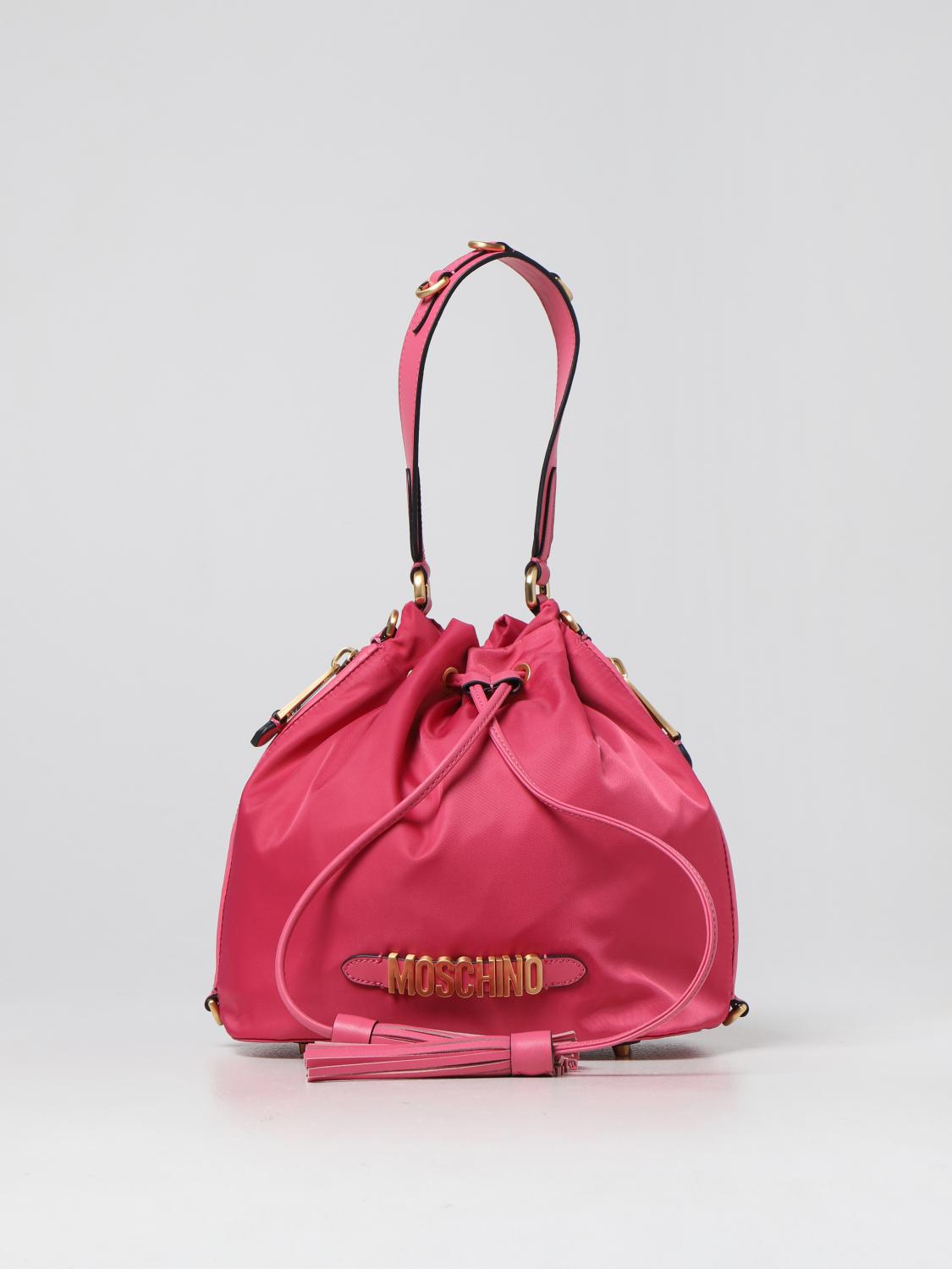 MOSCHINO COUTURE BORSA A TRACOLLA: Borsa Moschino Couture in nylon, Fuxia - Img 1