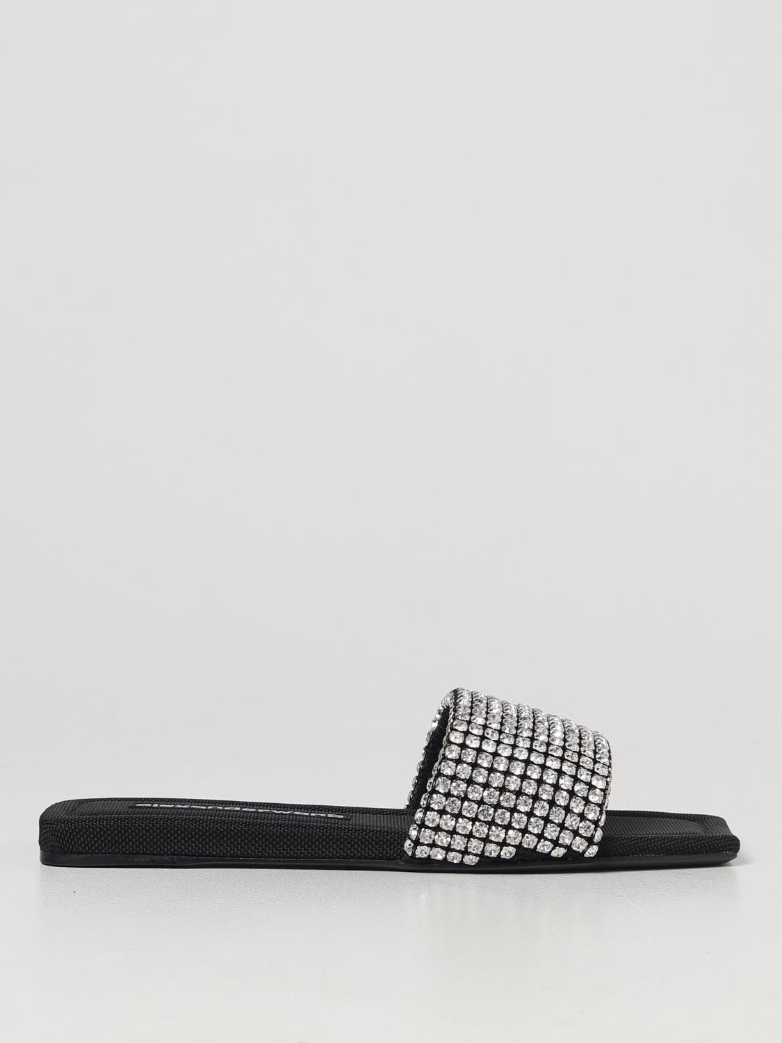 ALEXANDER WANG: Slides Anya con strass Argento Sandali Basso