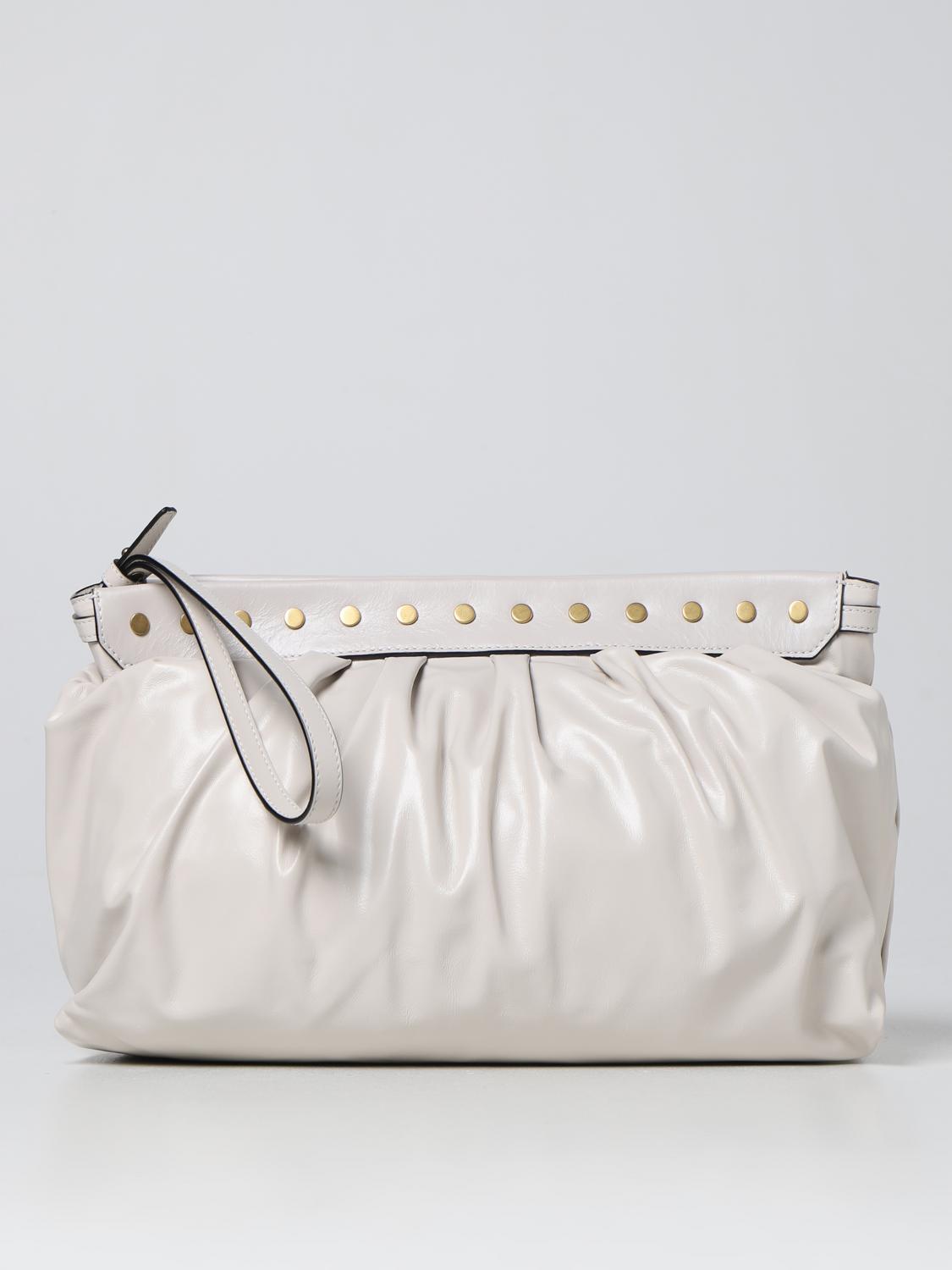 ISABEL MARANT CLUTCH: Pouch Luz Isabel Marant in pelle bottalata, Bianco - Img 1