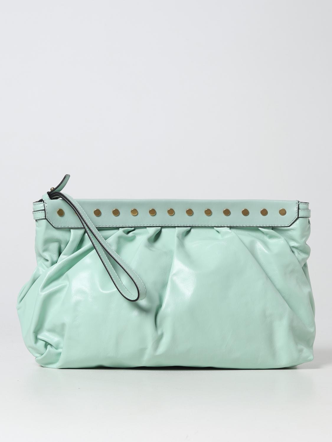 ISABEL MARANT CLUTCH: Pouch Luz Isabel Marant in pelle bottalata, Blue - Img 1