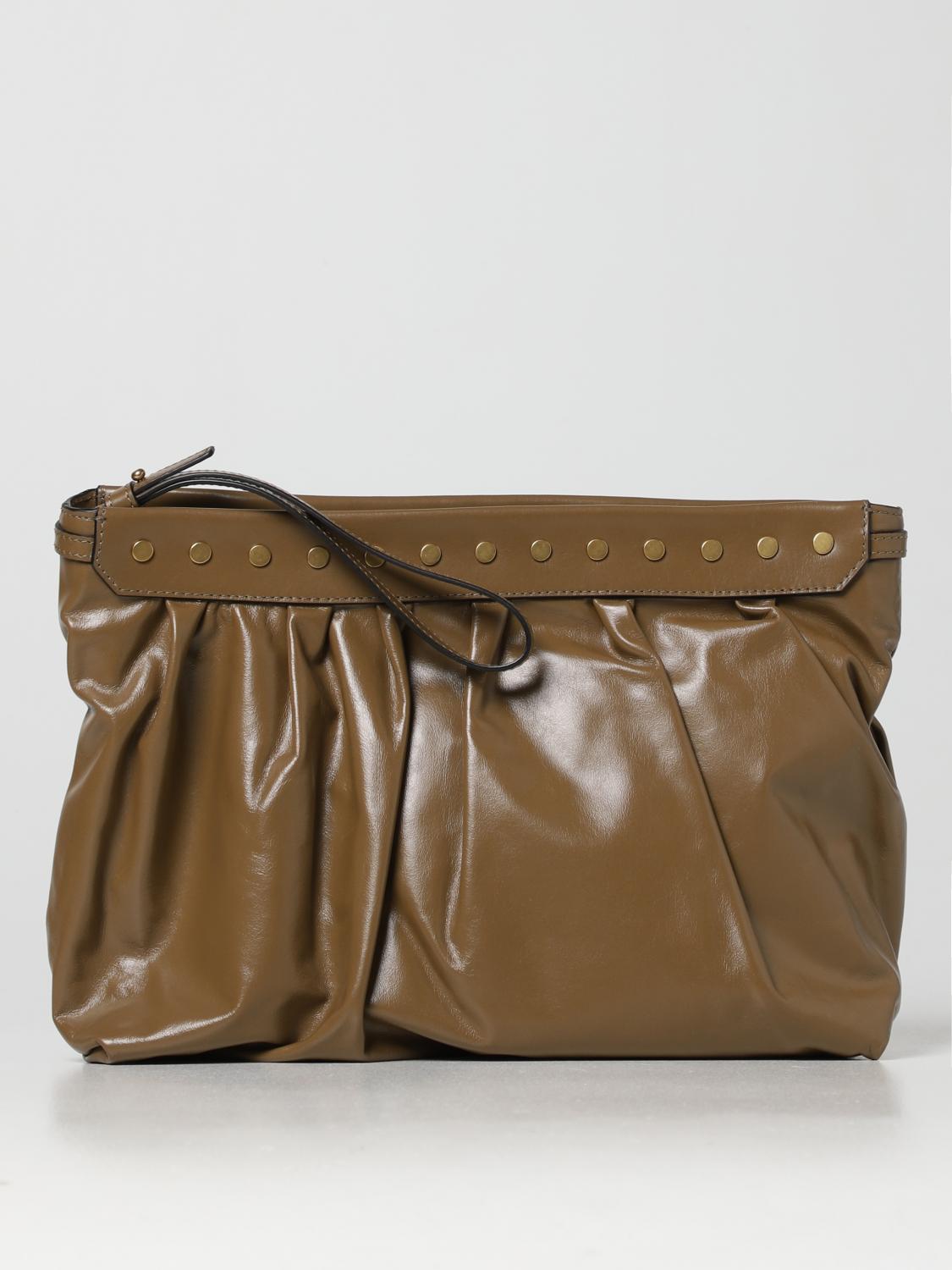 ISABEL MARANT CLUTCH: Pouch Luz Isabel Marant in pelle bottalata, Kaki - Img 1