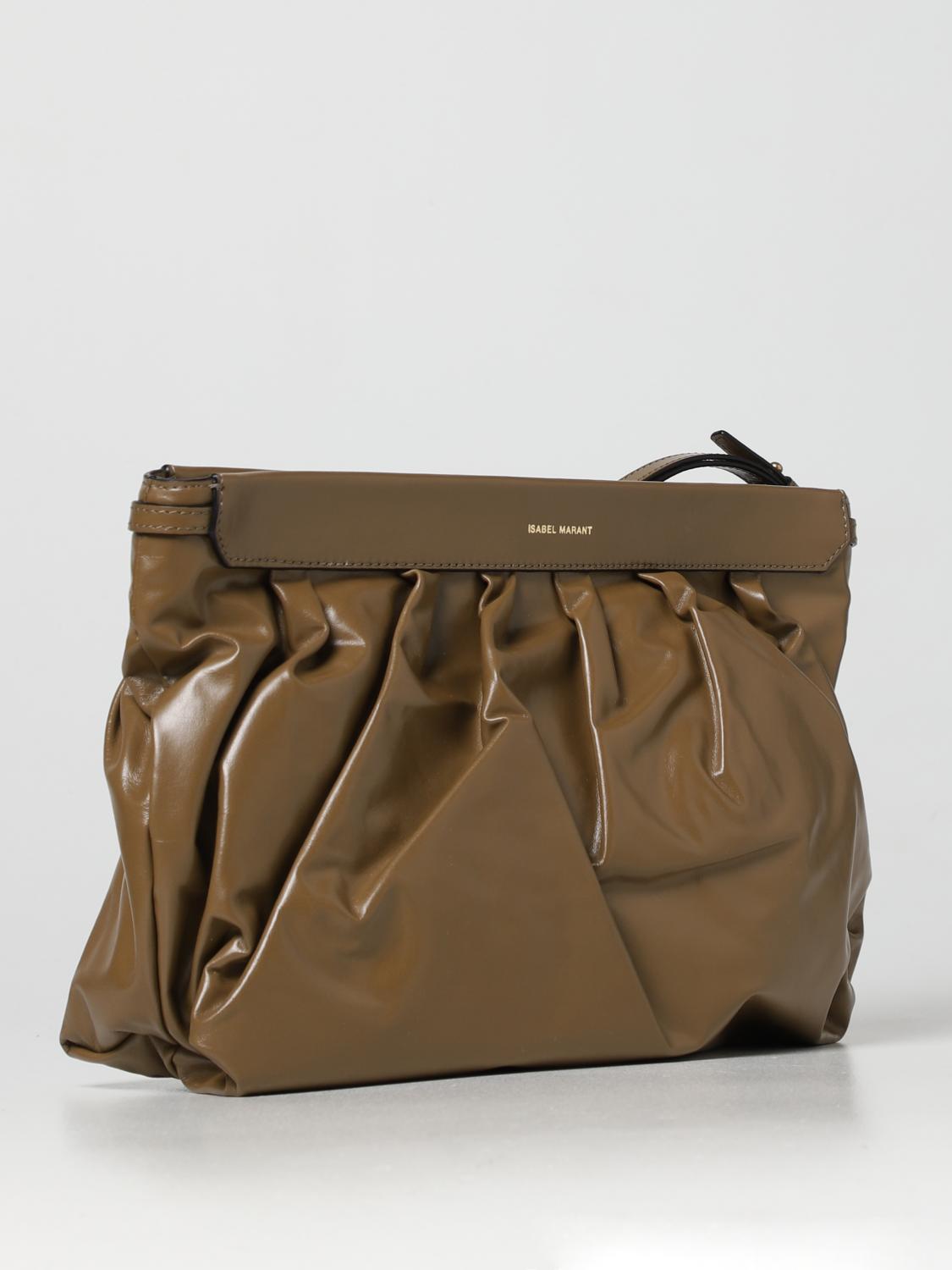 ISABEL MARANT CLUTCH: Pouch Luz Isabel Marant in pelle bottalata, Kaki - Img 2