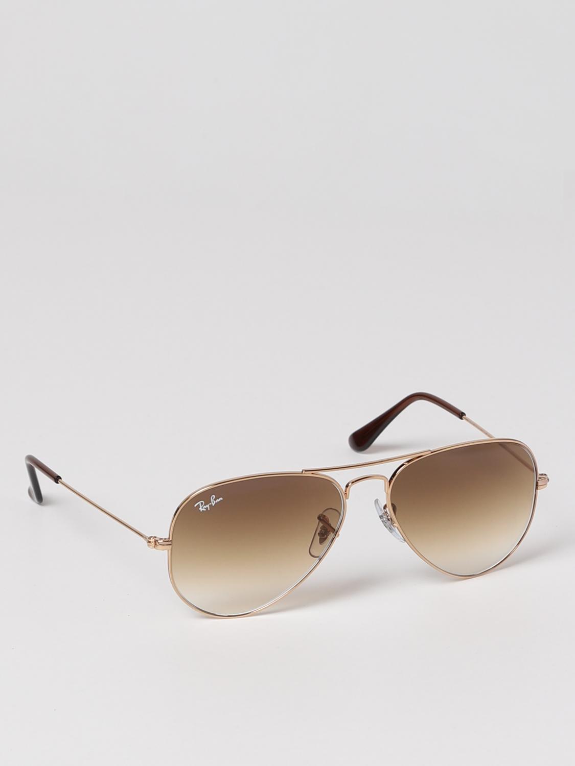 RAY-BAN SUNGLASSES: Aviator Ray-Ban metal sunglasses, Brown - Img 1