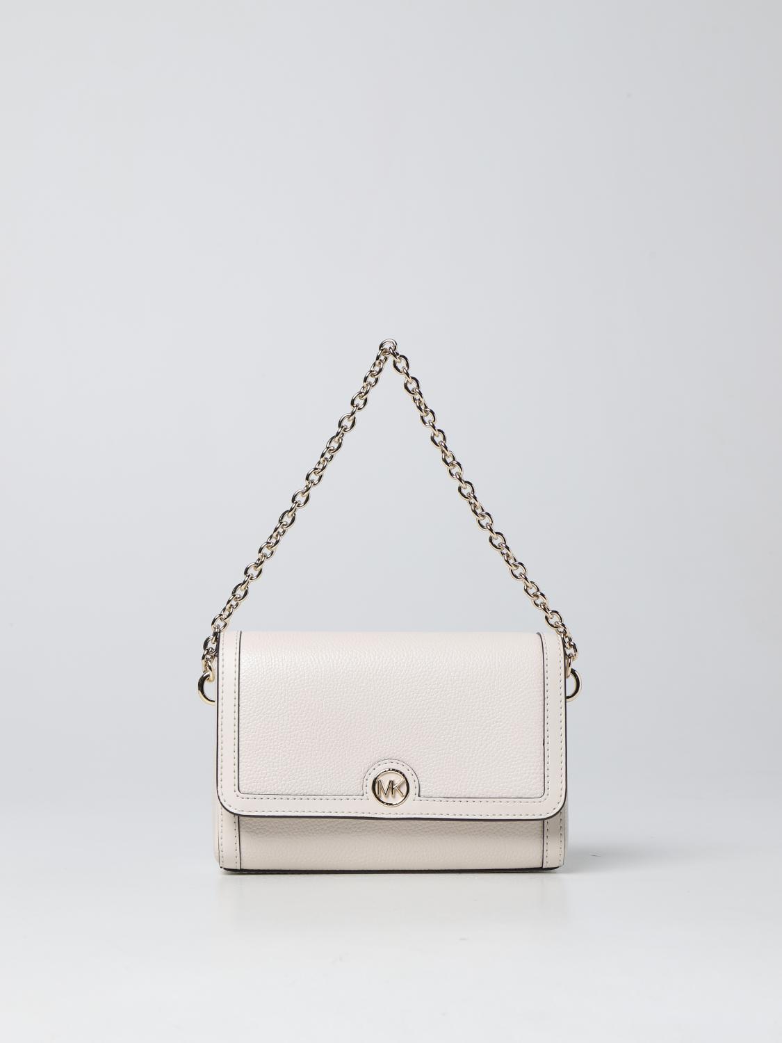 MICHAEL KORS BORSA A TRACOLLA: Borsa Freya Michael Kors in pelle martellata, Beige - Img 1