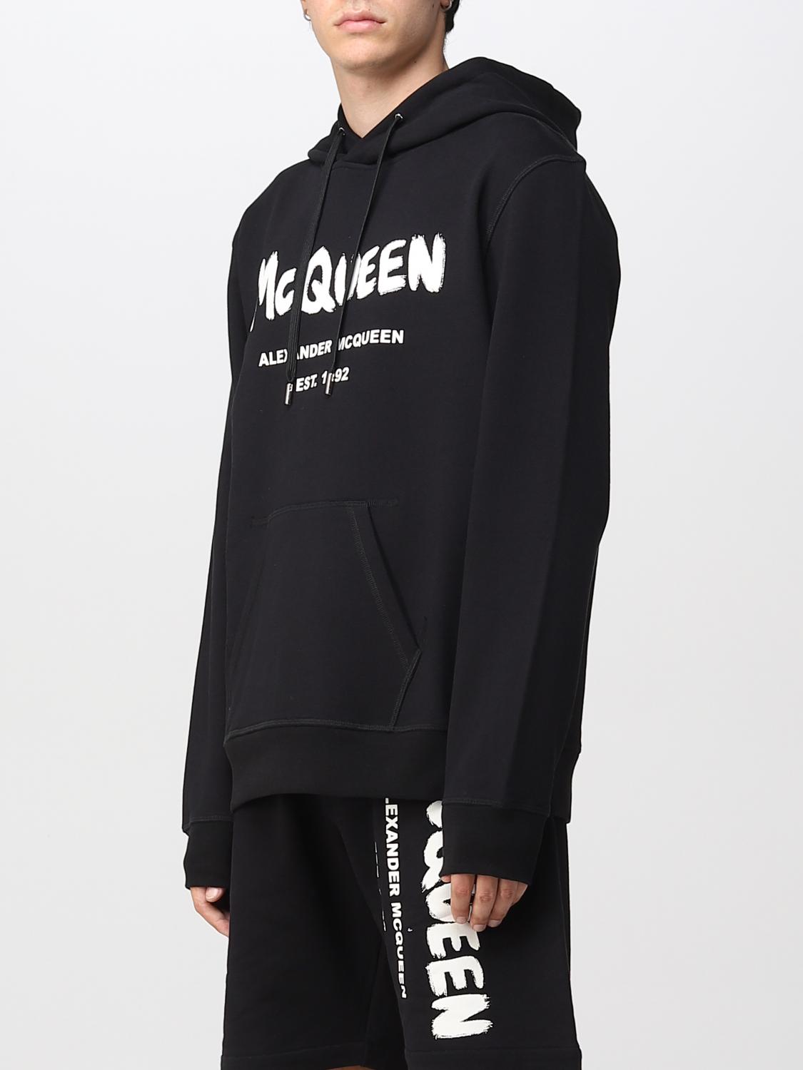 Tシャツ・カットソー ALEXANDER MCQUEEN Women Hoodies 794769QLAC81000 Black WMNS) Alexander McQueen Printing Long Sleeves Hoodie Black