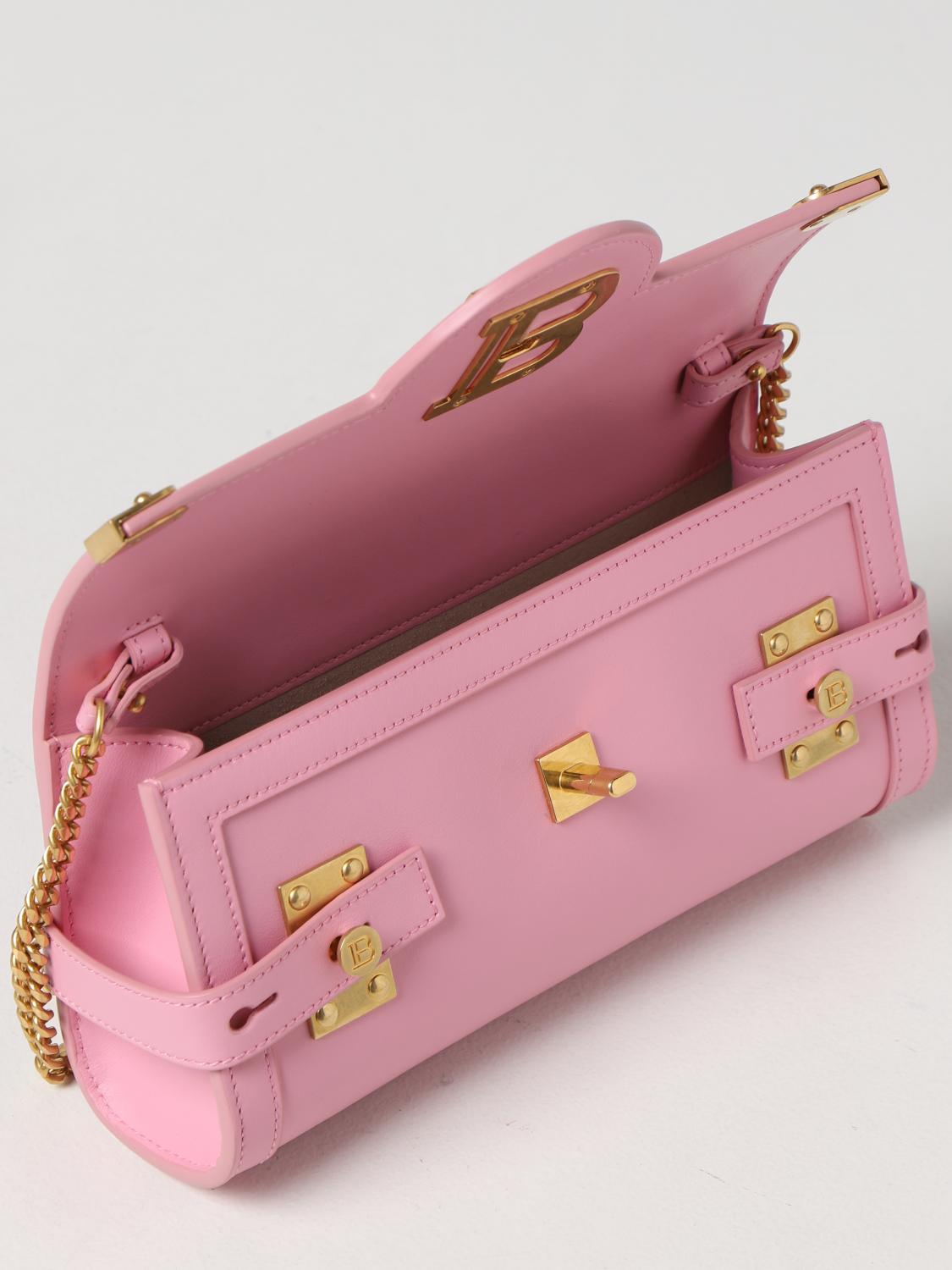 BALMAIN CLUTCH: Clutch B-Buzz 23 Balmain in pelle liscia, Rosa - Img 4