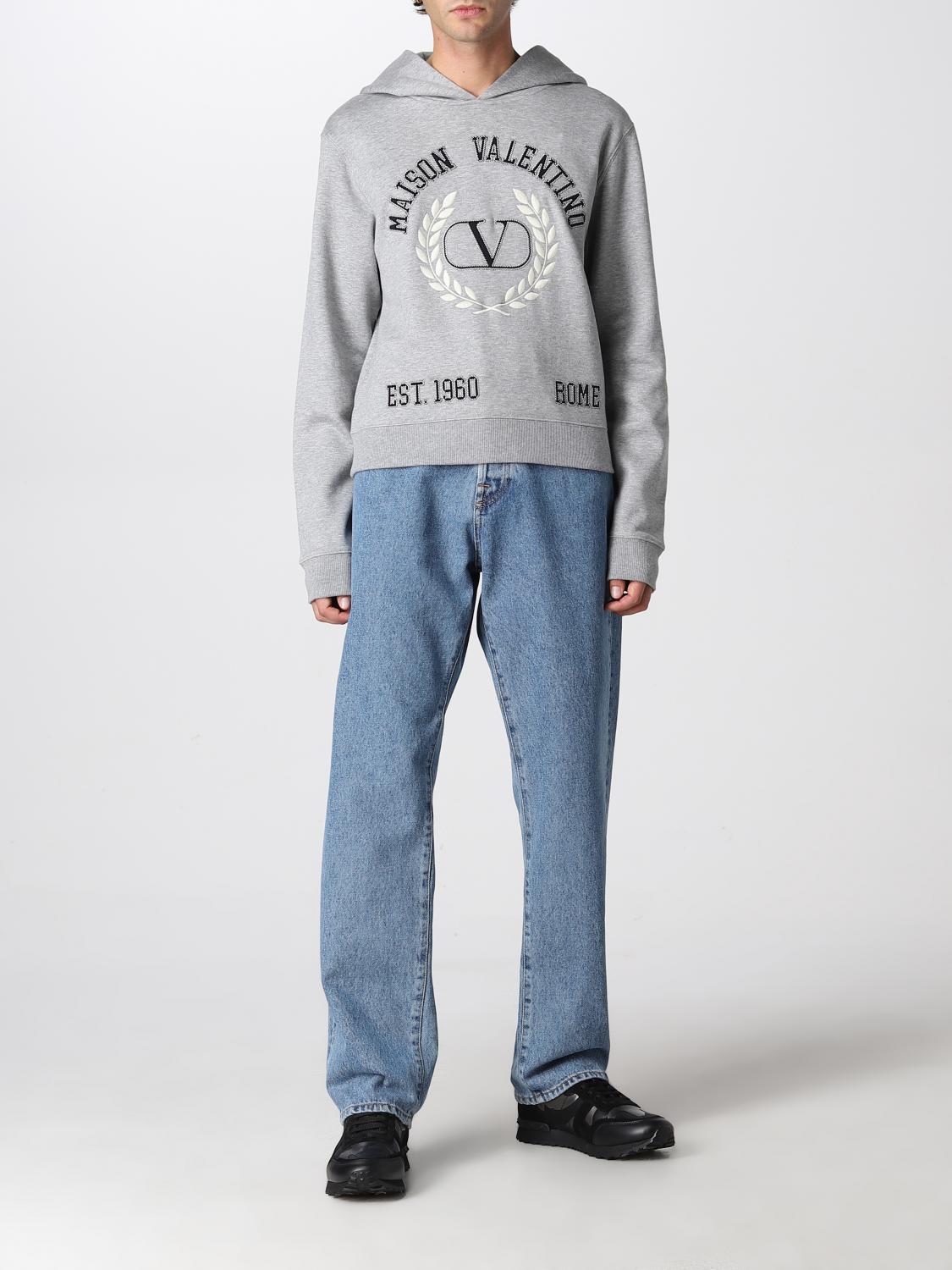 VALENTINO: hoodie with VLogo - Grey | Valentino sweatshirt