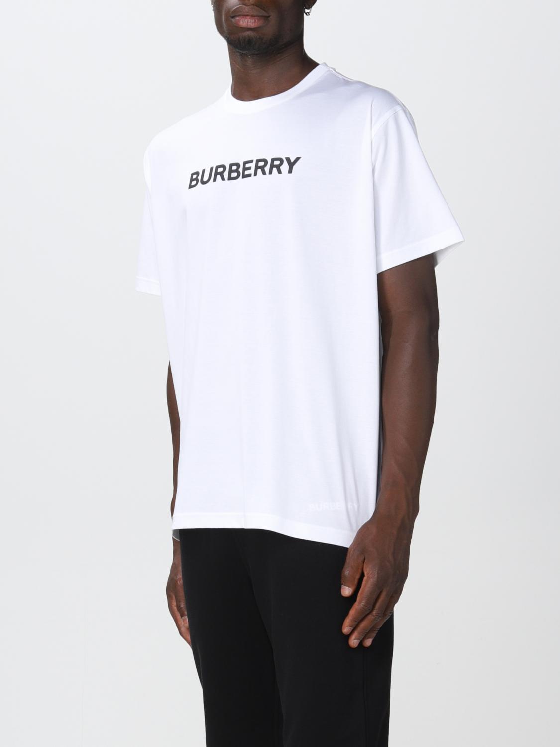 BURBERRY: oversize cotton t-shirt with logo - White