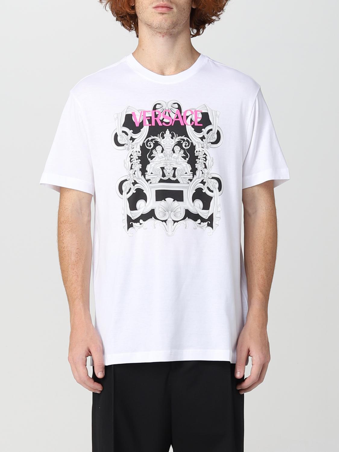 VERSACE: t-shirt with baroque print - White | Versace t-shirt
