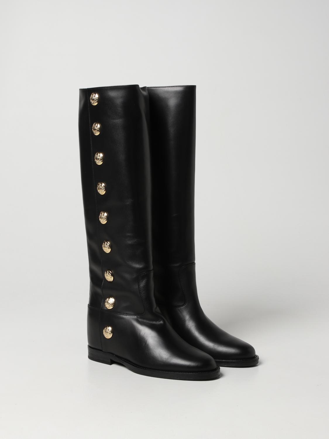 VIA ROMA 15 STIVALI: Stivale Santa Monica Via Roma 15 in pelle con bottoni, Nero - Img 2