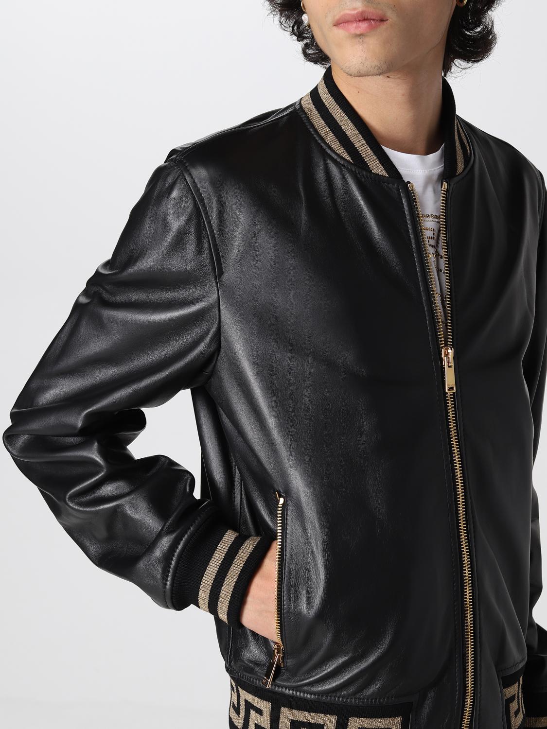 Versace Greca nappa leather jacket - Black | A818901L00176 | GIGLIO.COM