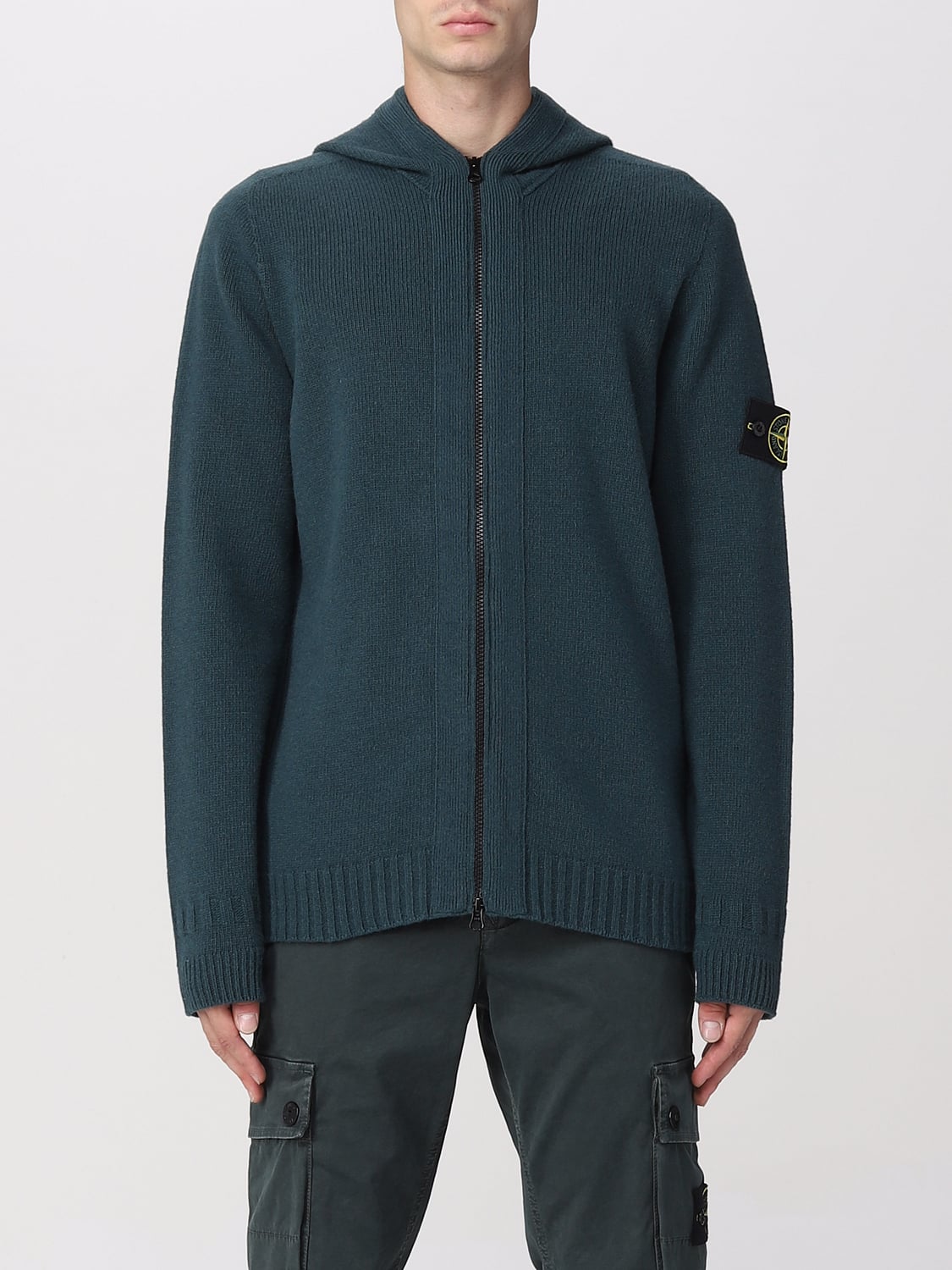 STONE ISLAND: Jumper men - Petroleum Blue | Stone Island cardigan 509A3 ...