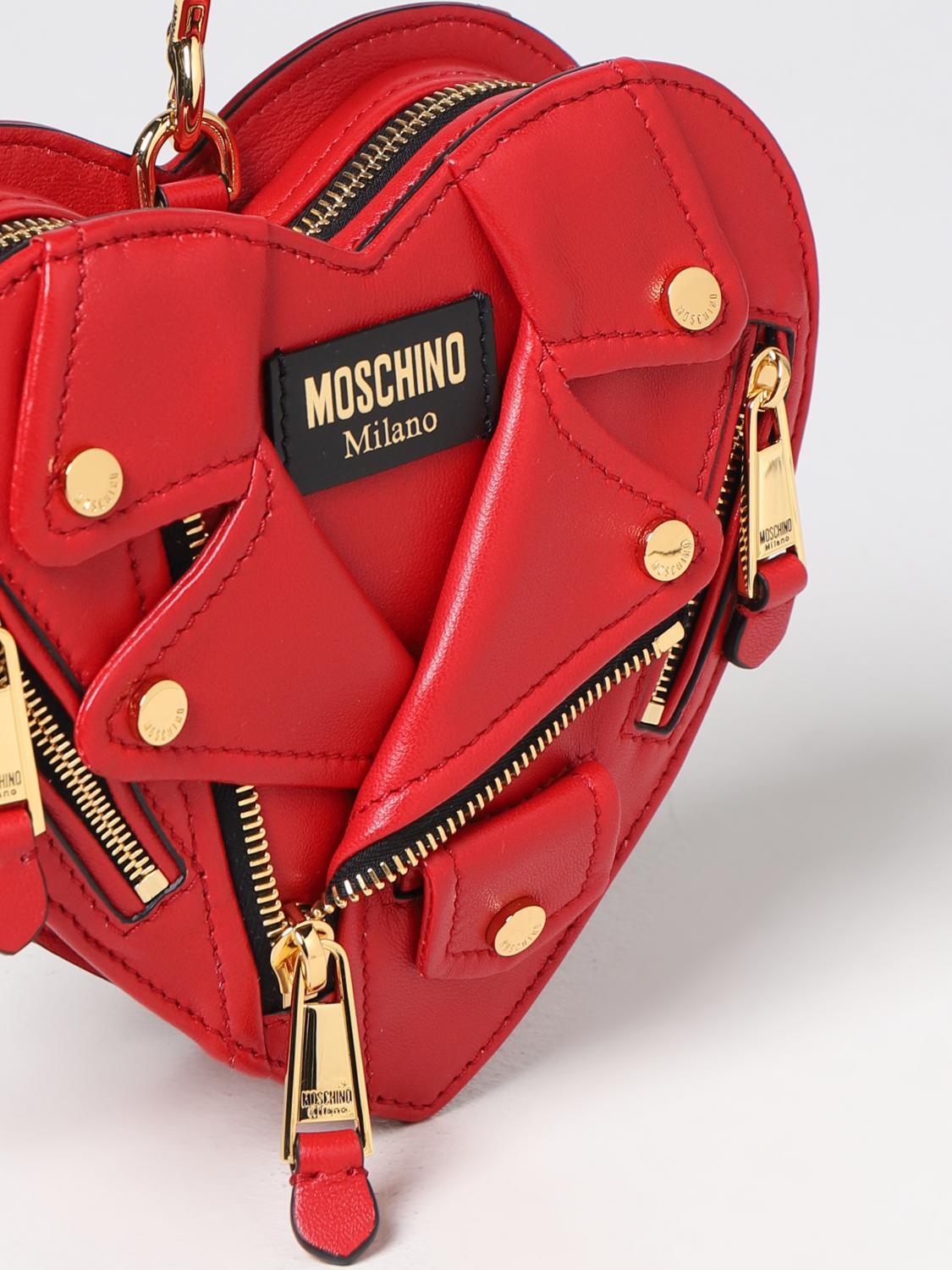 MOSCHINO COUTURE: Heart Biker leather bag - Red | Moschino Couture