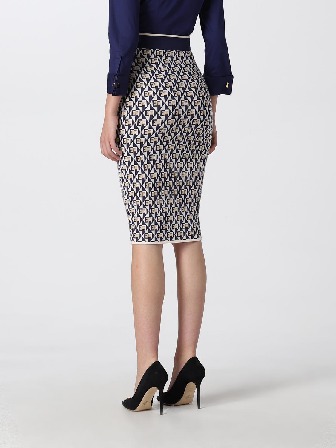 ELISABETTA FRANCHI GONNA: Gonna Elisabetta Franchi in tessuto stretch, Panna - Img 2