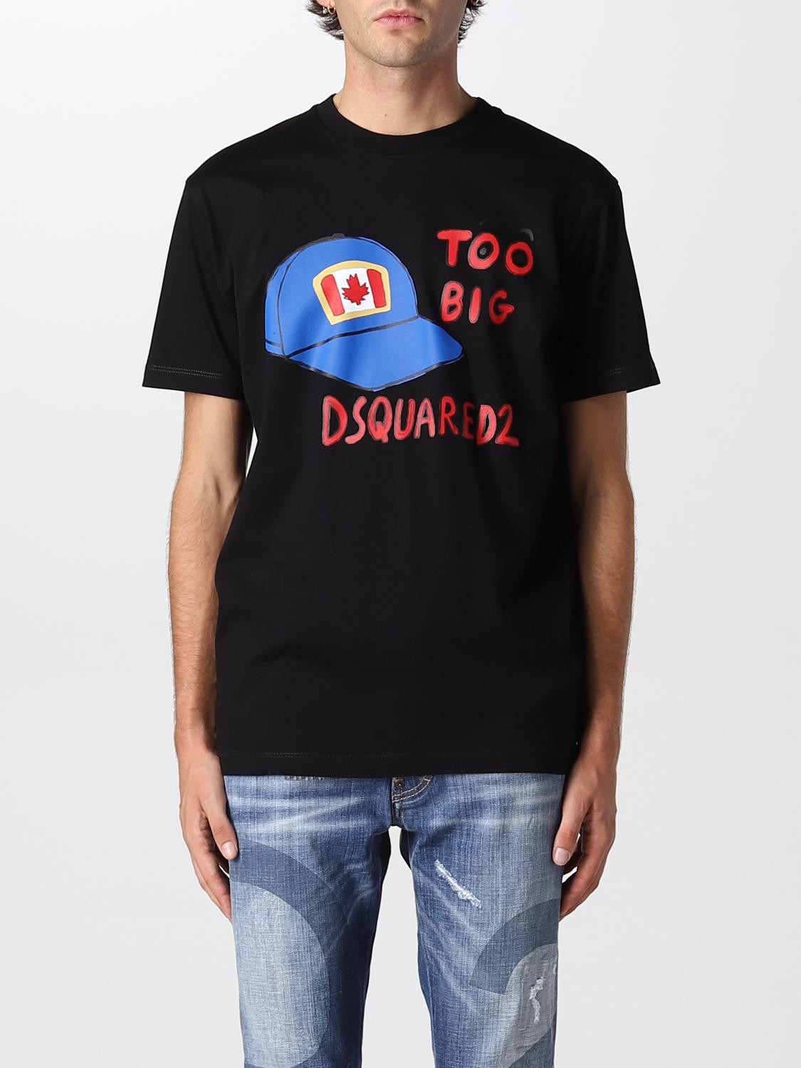DSQUARED2: T-shirt con stampa Too Big Nero T-Shirt Dsquared2