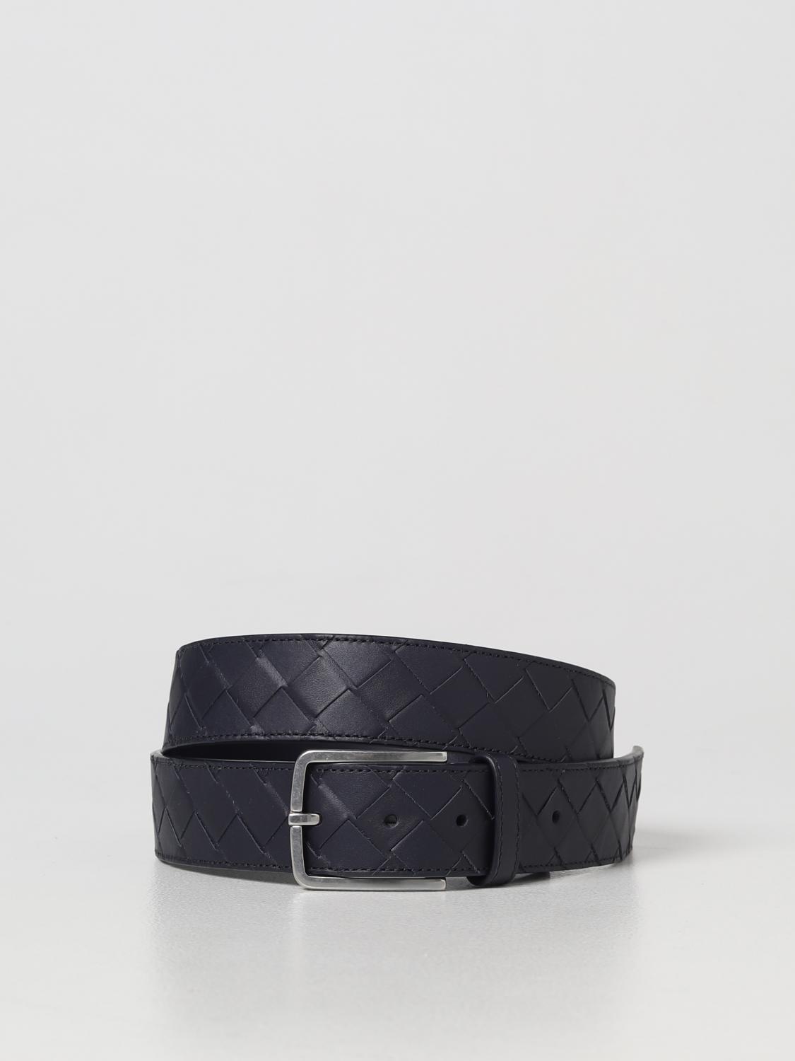 BOTTEGA VENETA BELT: Bottega Veneta woven leather belt, Navy - Img 1