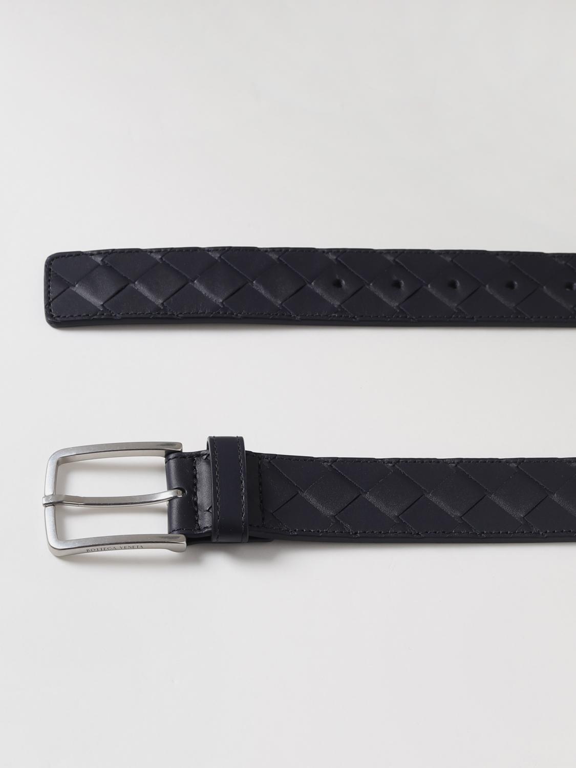BOTTEGA VENETA BELT: Bottega Veneta woven leather belt, Navy - Img 2