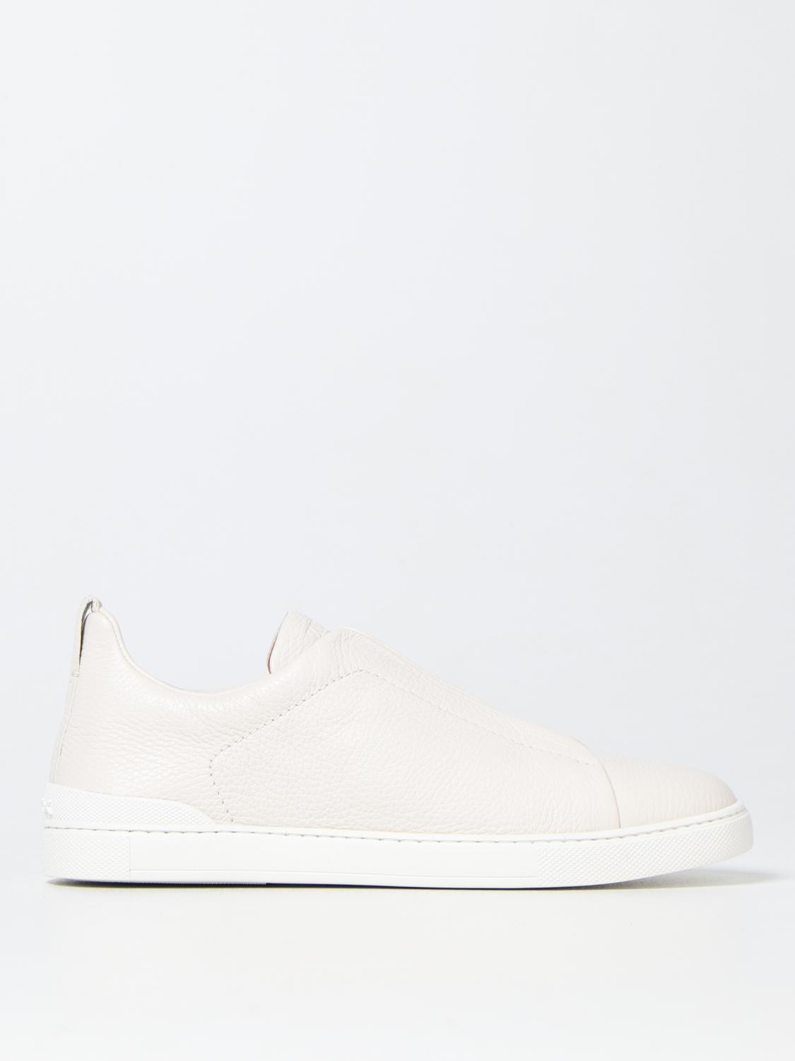 ZEGNA SNEAKERS: Sneakers Triple Stitch Zegna in pelle martellata , Bianco - Img 1