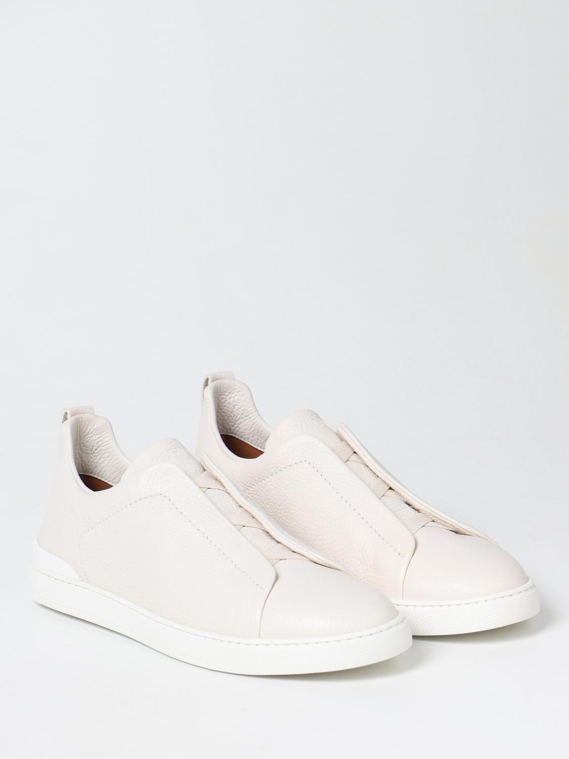 ZEGNA SNEAKERS: Sneakers Triple Stitch Zegna in pelle martellata , Bianco - Img 2