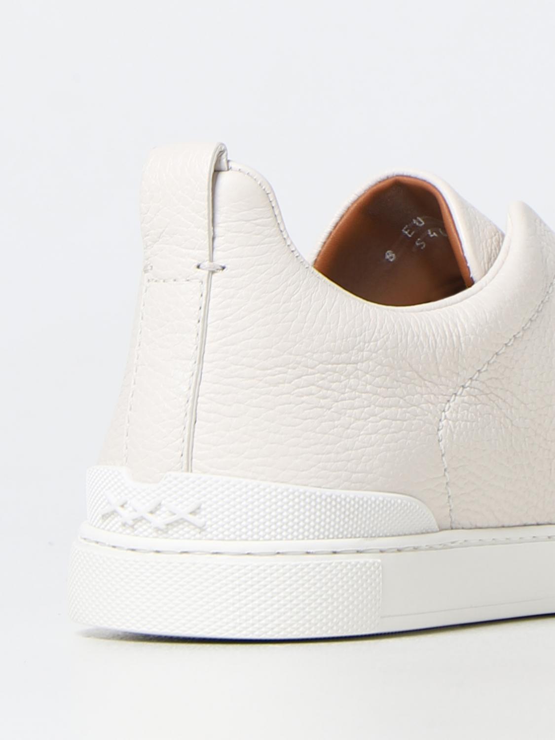 ZEGNA SNEAKERS: Sneakers Triple Stitch Zegna in pelle martellata , Bianco - Img 3