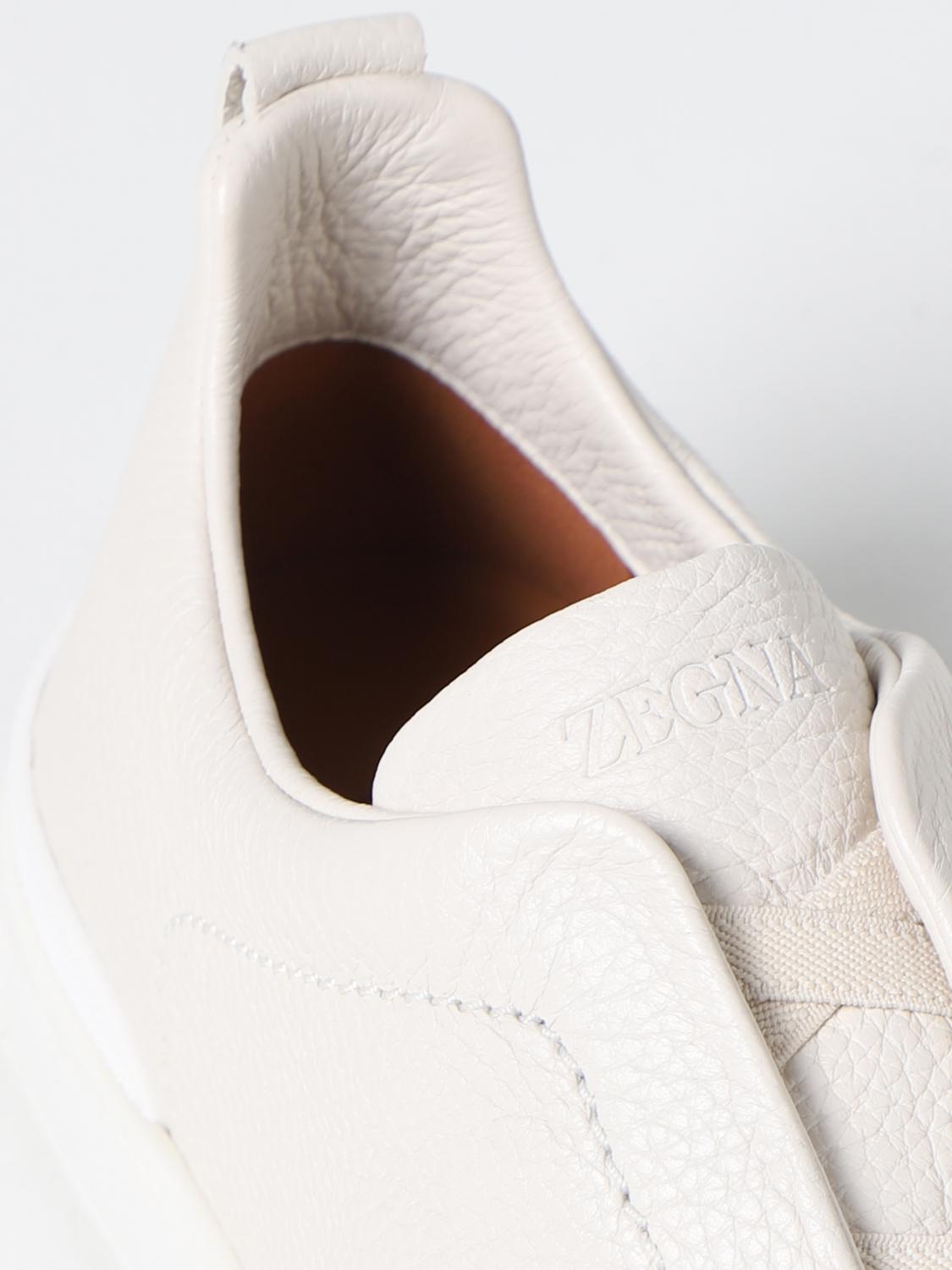 ZEGNA SNEAKERS: Sneakers Triple Stitch Zegna in pelle martellata , Bianco - Img 4