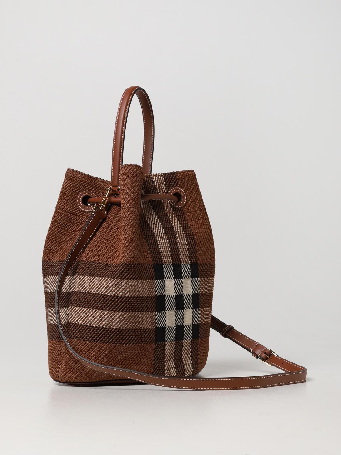BURBERRY HANDBAG: Burberry Dark Birch check pattern fabric bag, Brown - Img 2