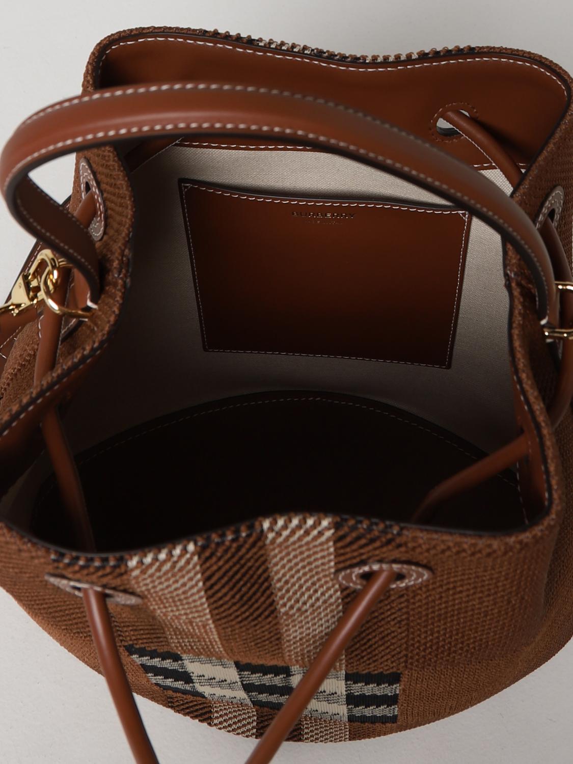 BURBERRY HANDBAG: Burberry Dark Birch check pattern fabric bag, Brown - Img 4