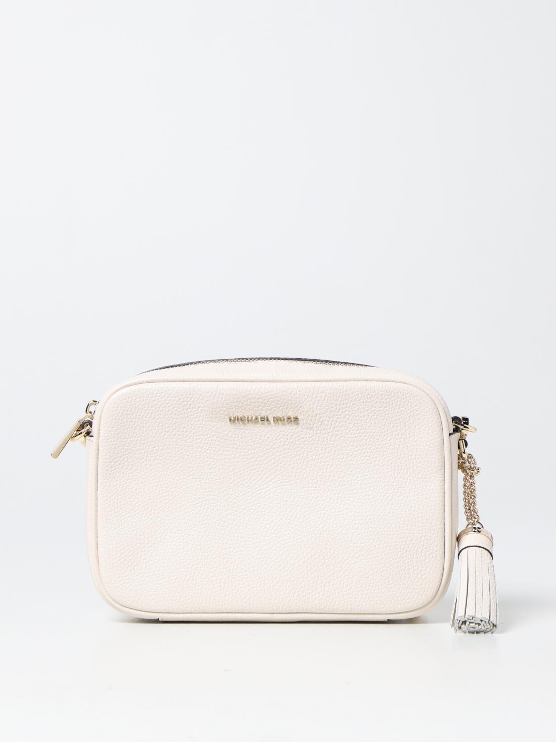 MICHAEL KORS BORSA A TRACOLLA: Borsa Ginny Michael Kors in pelle martellata, Crema - Img 1