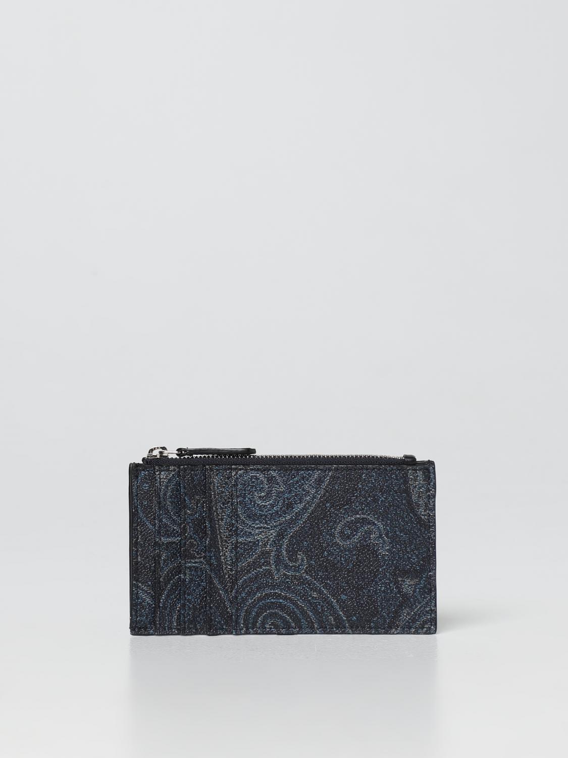 ETRO WALLET: Etro paisley print leather wallet, Blue - Img 1