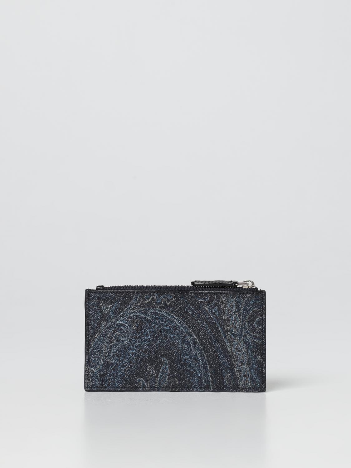ETRO WALLET: Etro paisley print leather wallet, Blue - Img 2
