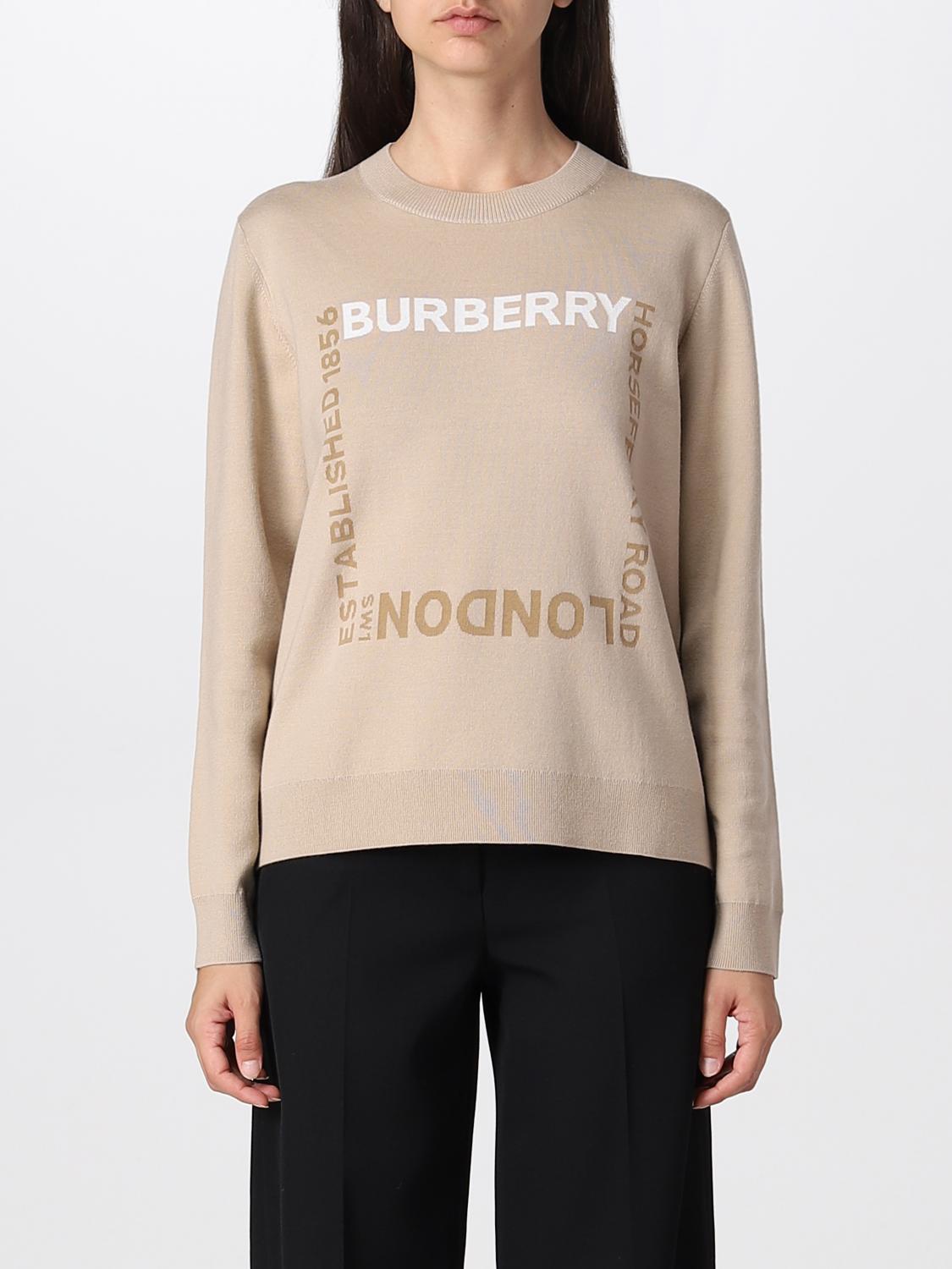 BURBERRY: wool blend sweater with jacquard Horseferry Beige
