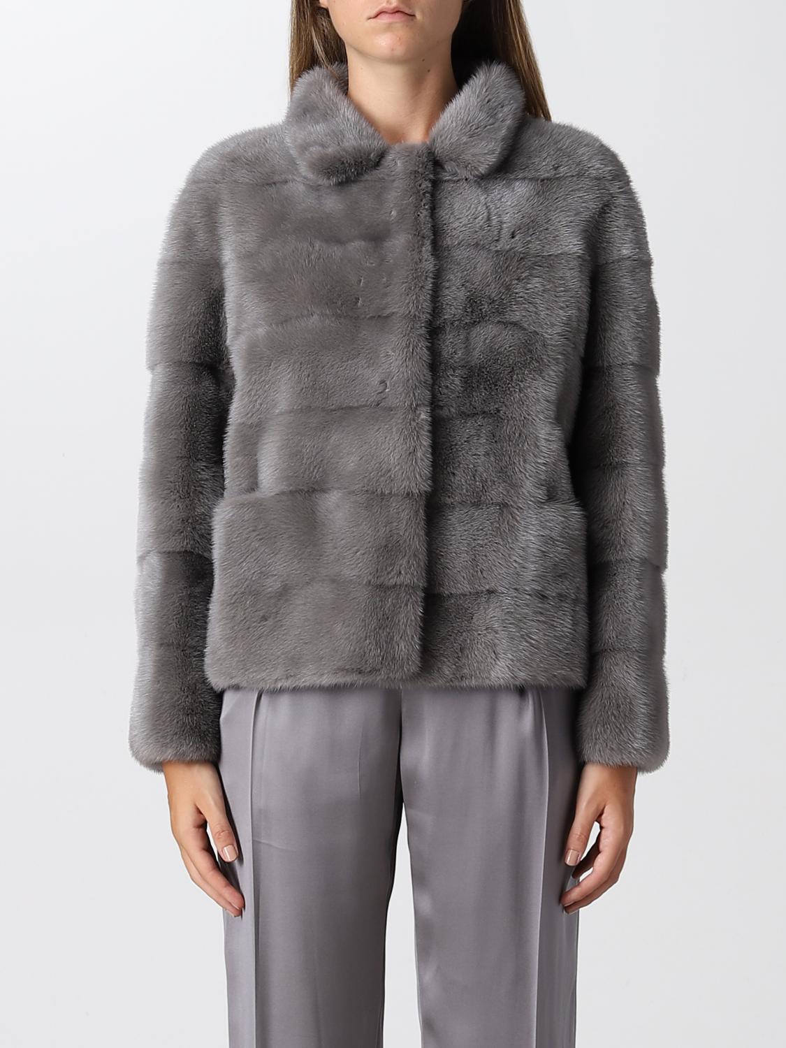 SIMONETTA RAVIZZA FUR COAT: Coat women Simonetta Ravizza, Grey - Img 1