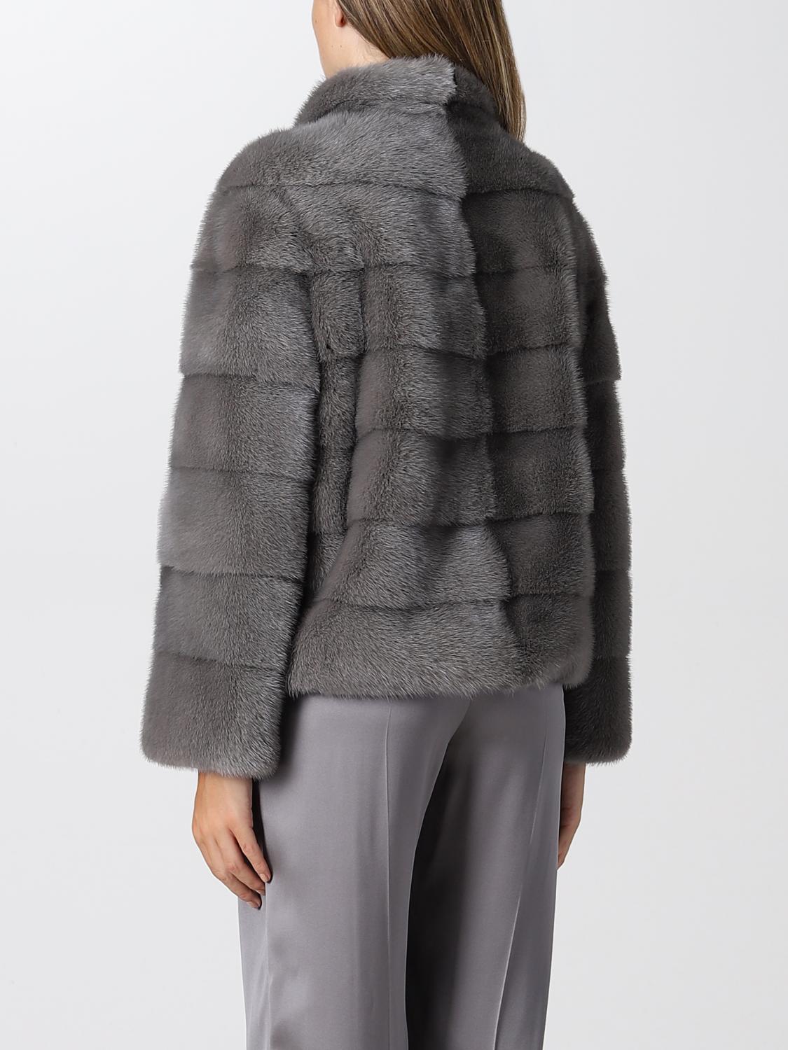 SIMONETTA RAVIZZA FUR COAT: Coat women Simonetta Ravizza, Grey - Img 2
