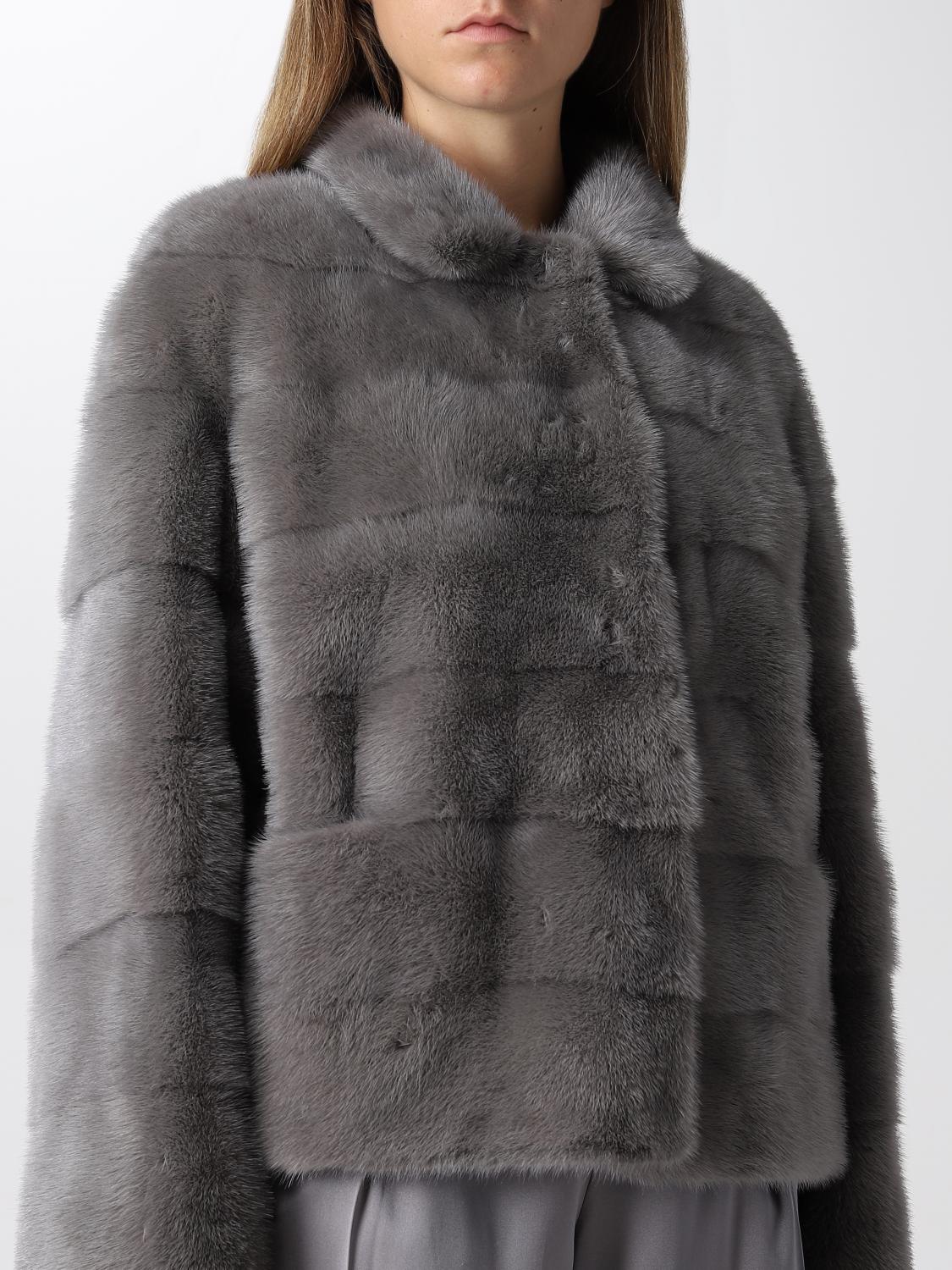 SIMONETTA RAVIZZA FUR COAT: Coat women Simonetta Ravizza, Grey - Img 4
