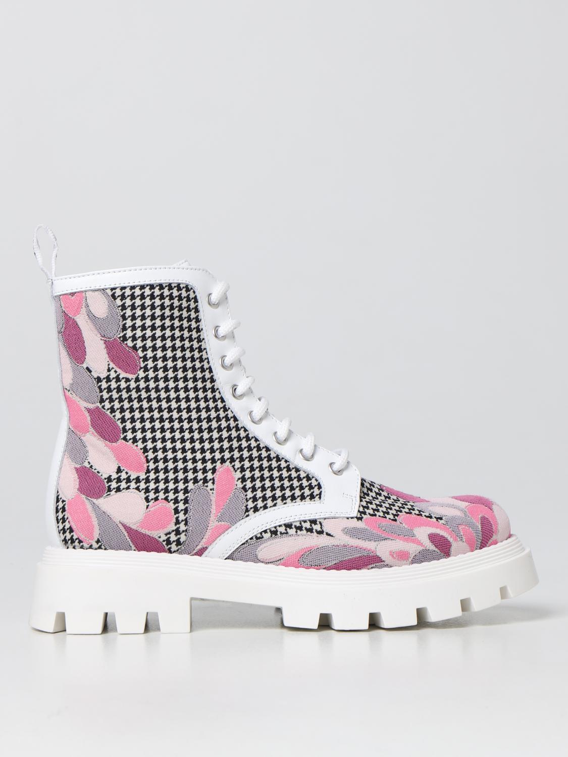 PUCCI SCHUHE: Pucci Stiefelette aus Pied-de-Puole Stoff und Leder, Pink - Img 1