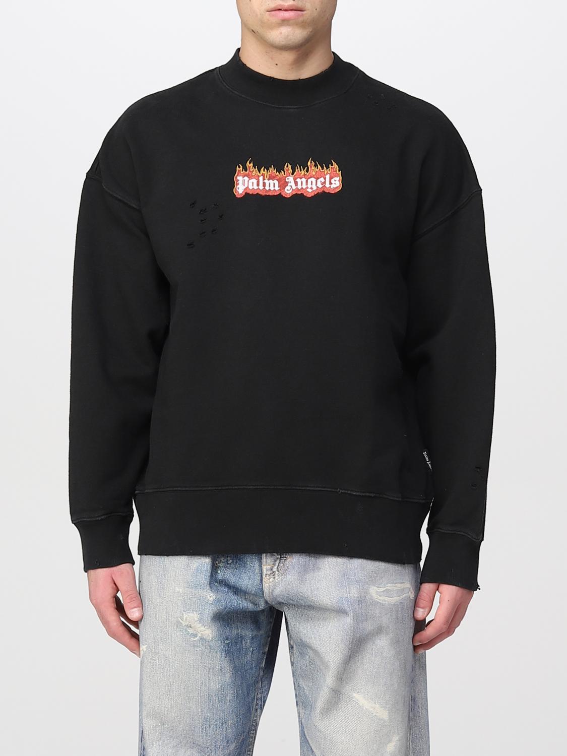 PALM ANGELS FELPA: Felpa a girocollo Palm Angels con logo, Nero - Img 1