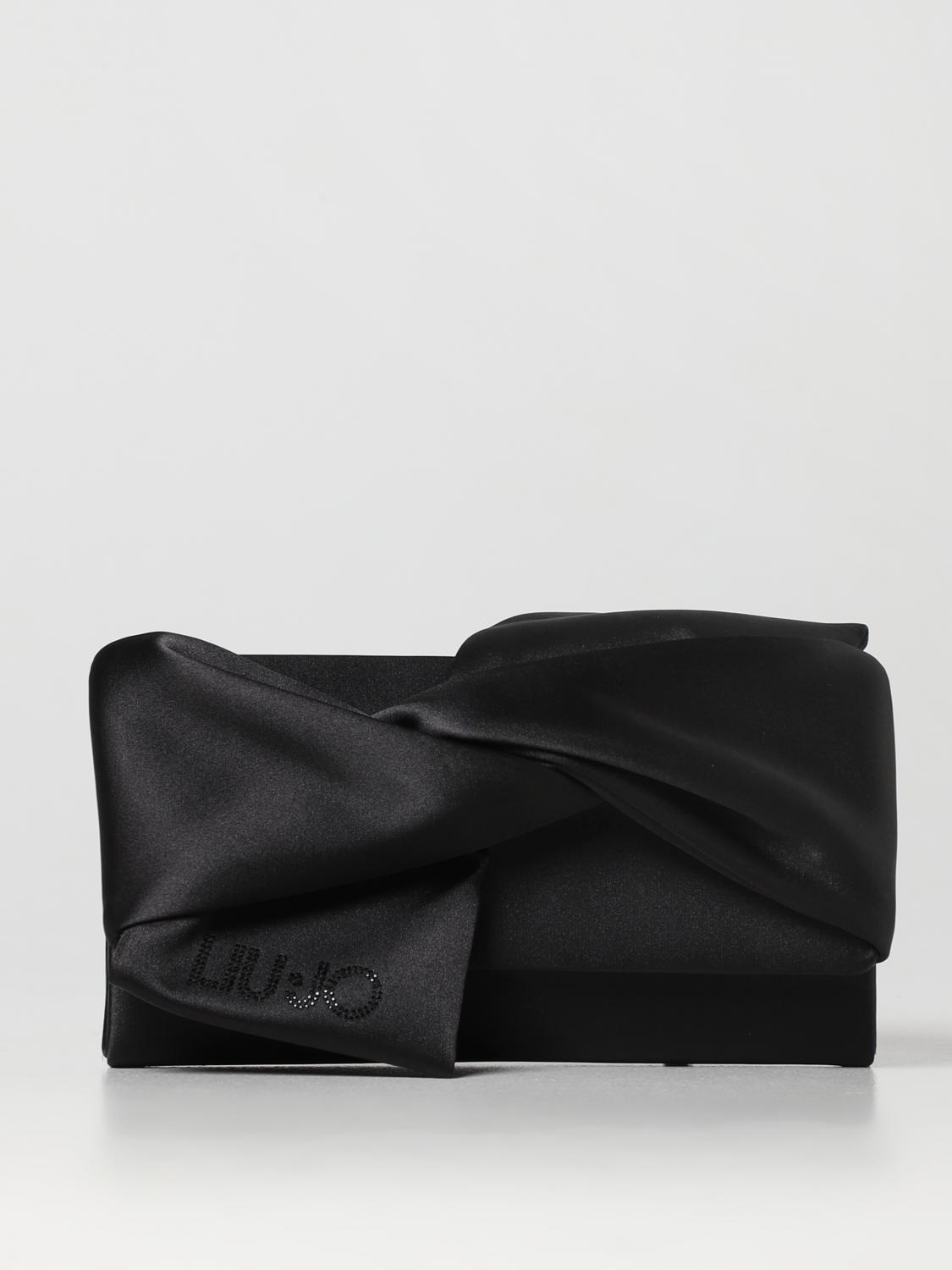 LIU JO CLUTCH: Clutch Liu Jo in raso con fiocco, Nero - Img 1