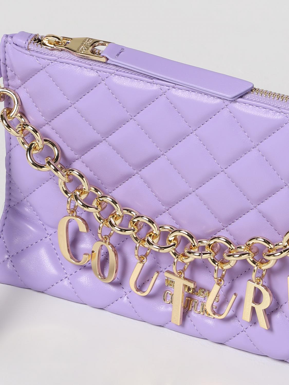 VERSACE JEANS COUTURE BORSA A TRACOLLA: Borsa Versace Jeans Couture in pelle sintetica matelassè, Rosa - Img 3