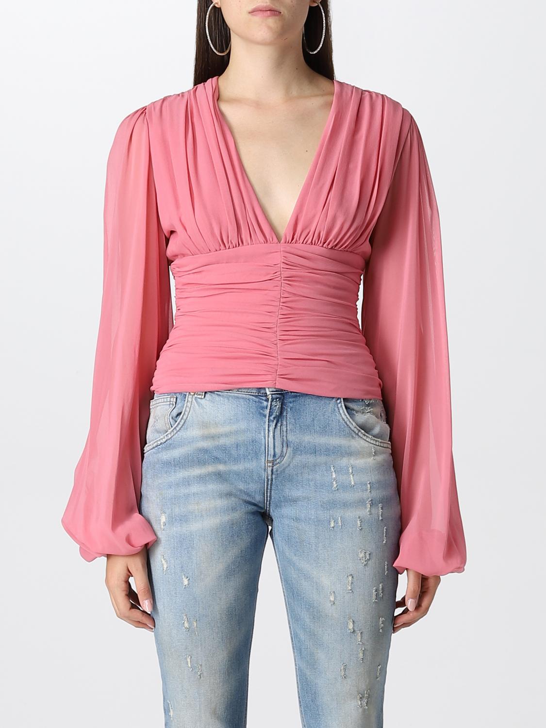 Blumarine Pink 3/4 Sleeve Zip Embellished Sweater main image 1