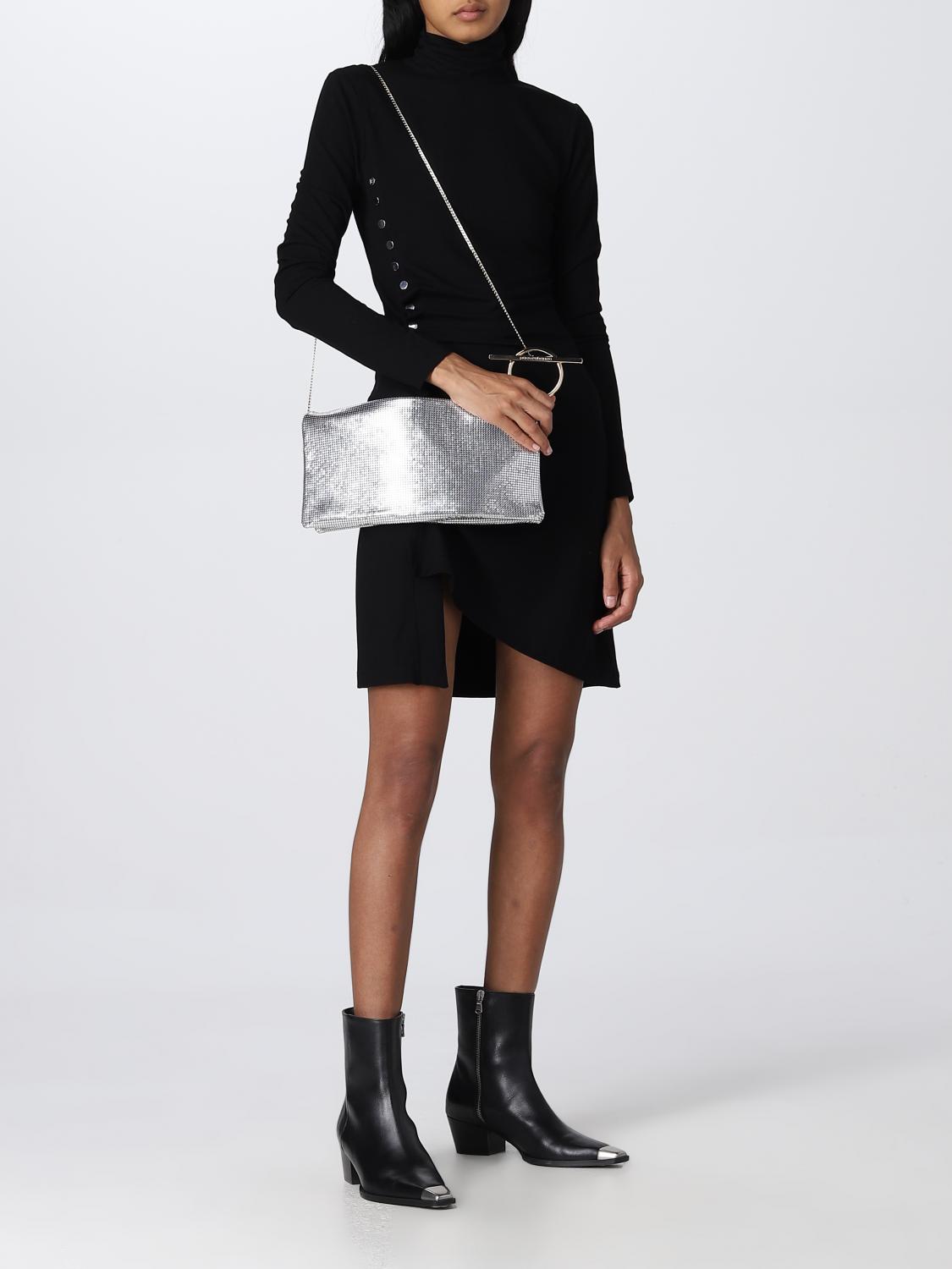 RABANNE BORSA A SPALLA: Borsa Pixel Paco Rabanne in maglia metallica, Silver - Img 2